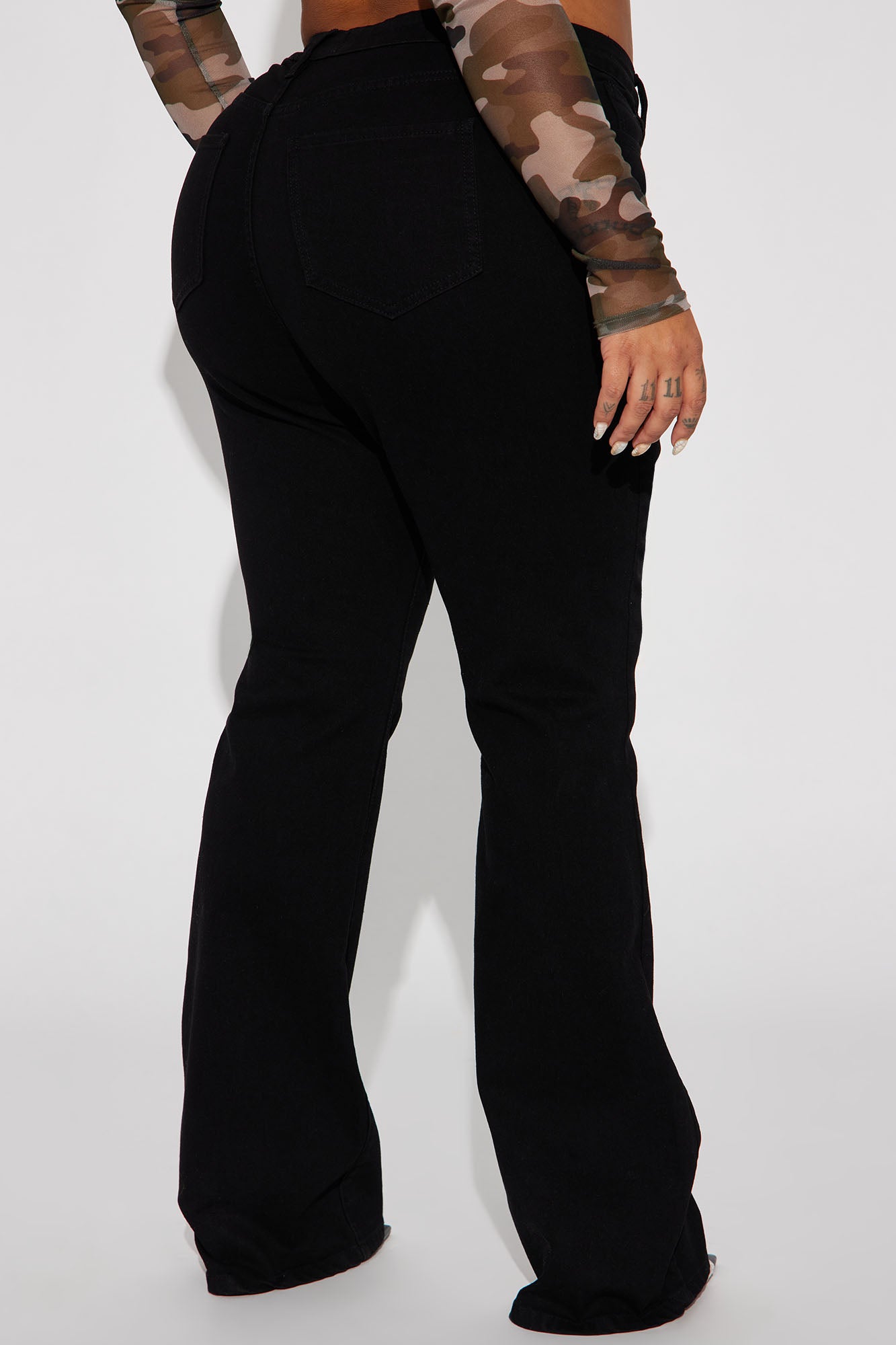 Harper High Rise Stretch Bootcut Jeans - Black - Image 6