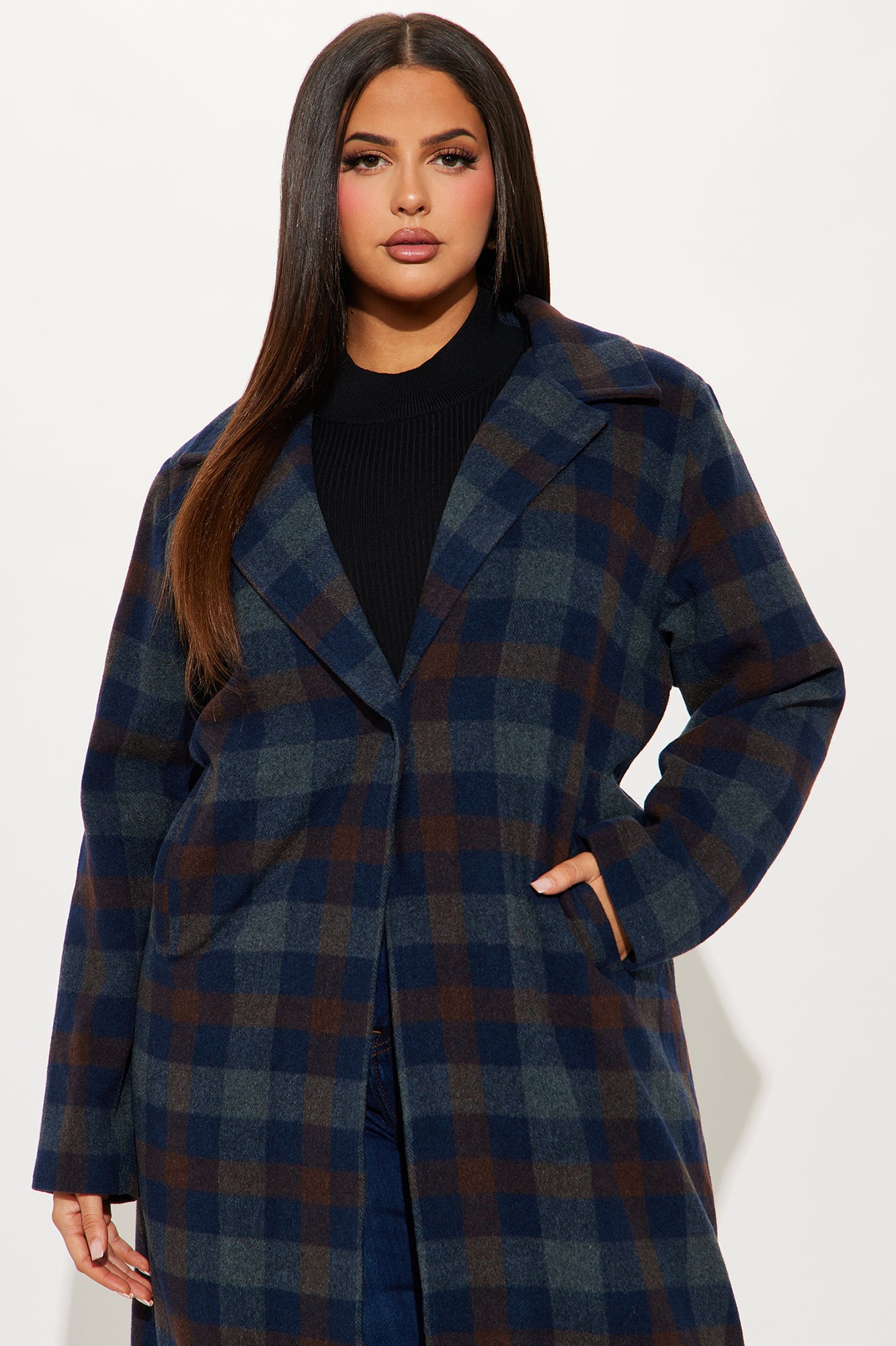 You Plaid It Trench Coat - Blue/combo - Image 5