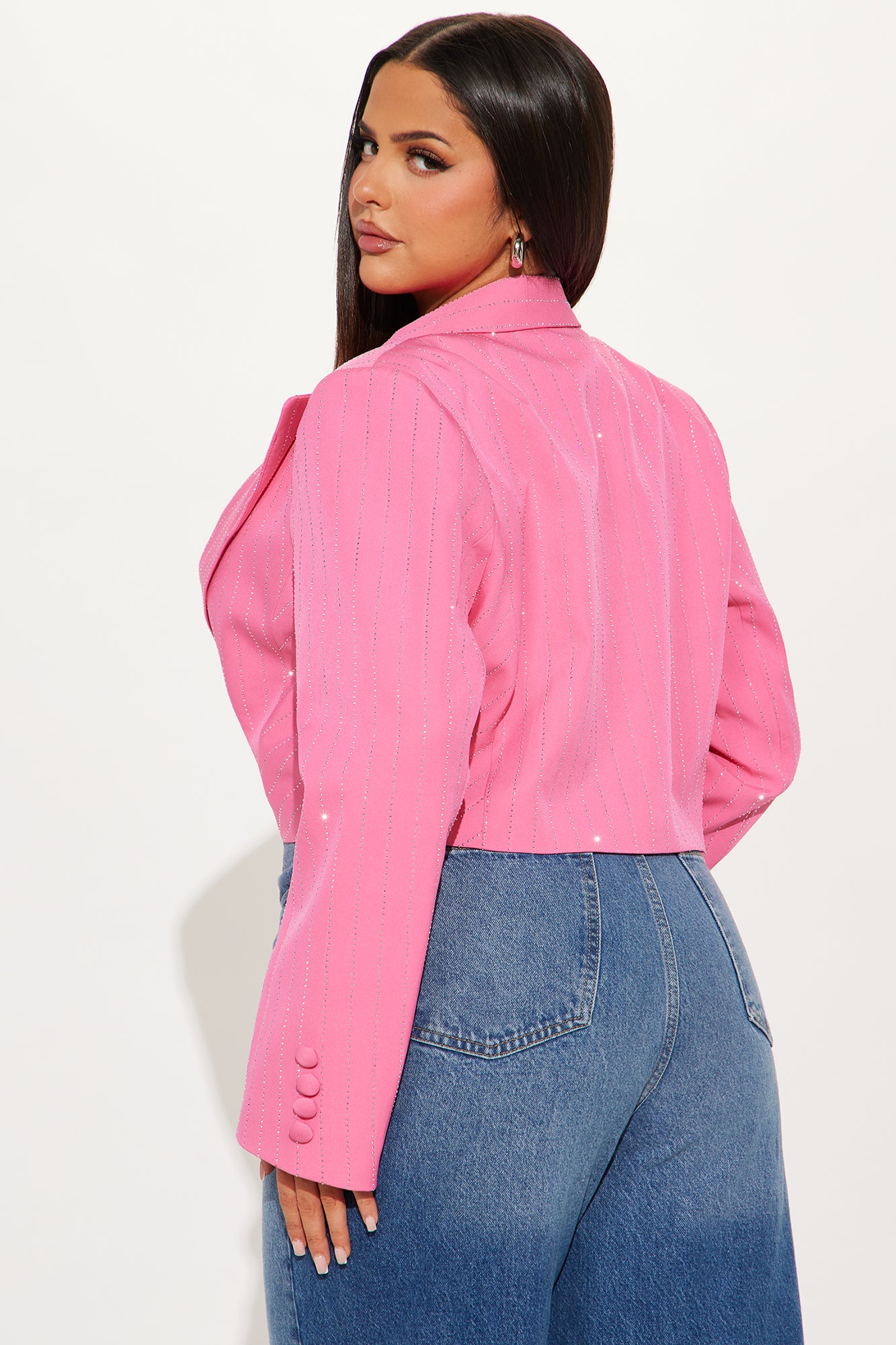 Catch Your Eye Rhinestone Blazer - Pink - Image 7