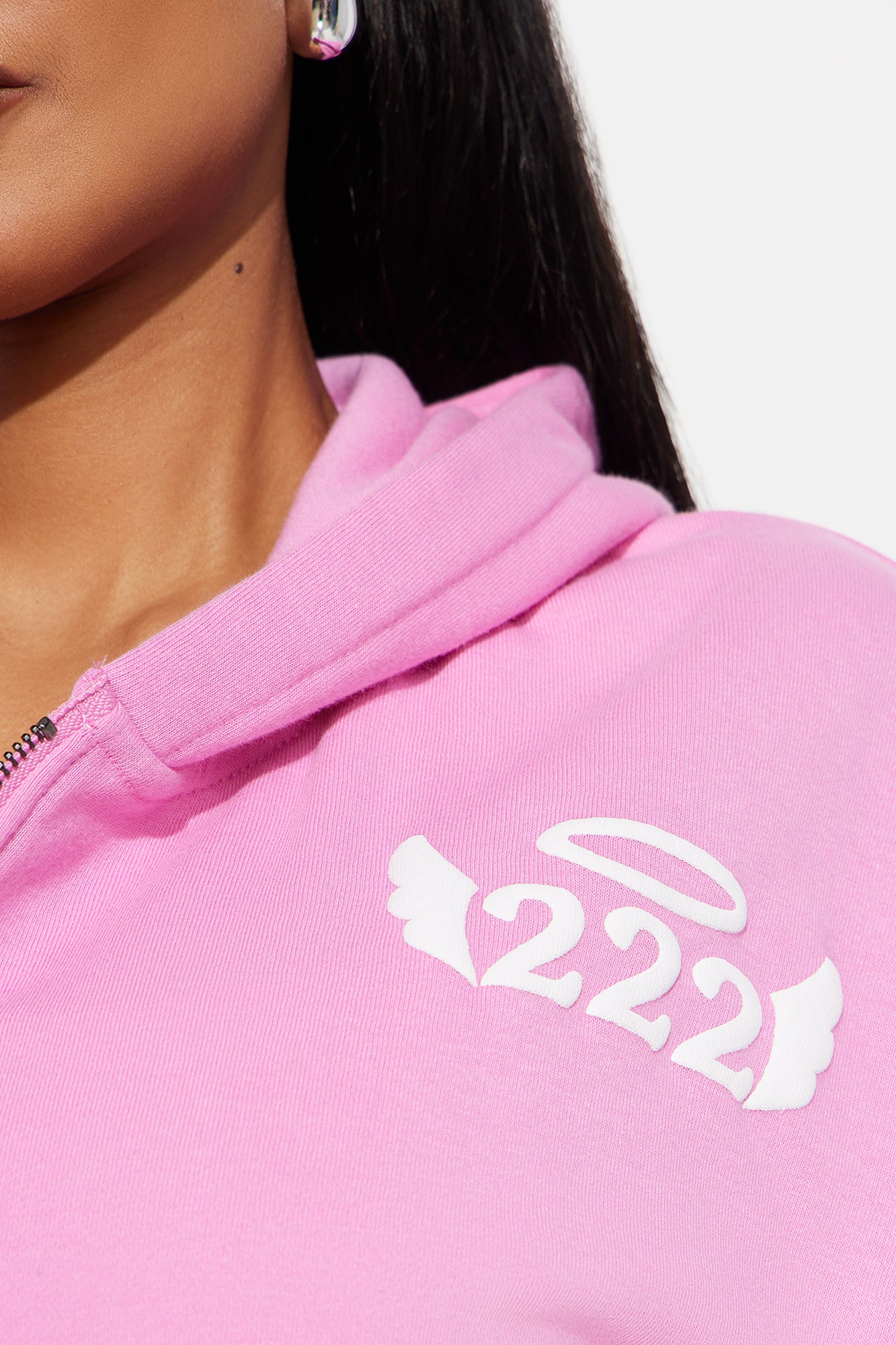 Angel Number Washed Hoodie - Pink - Image 3