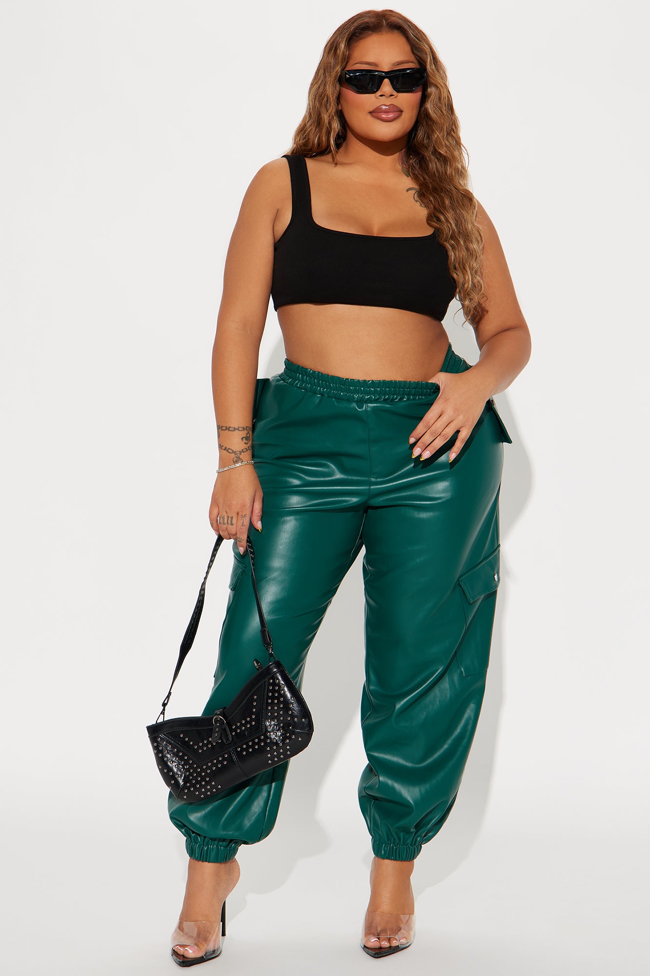 Valencia Faux Leather Cargo Jogger - Hunter - Image 4
