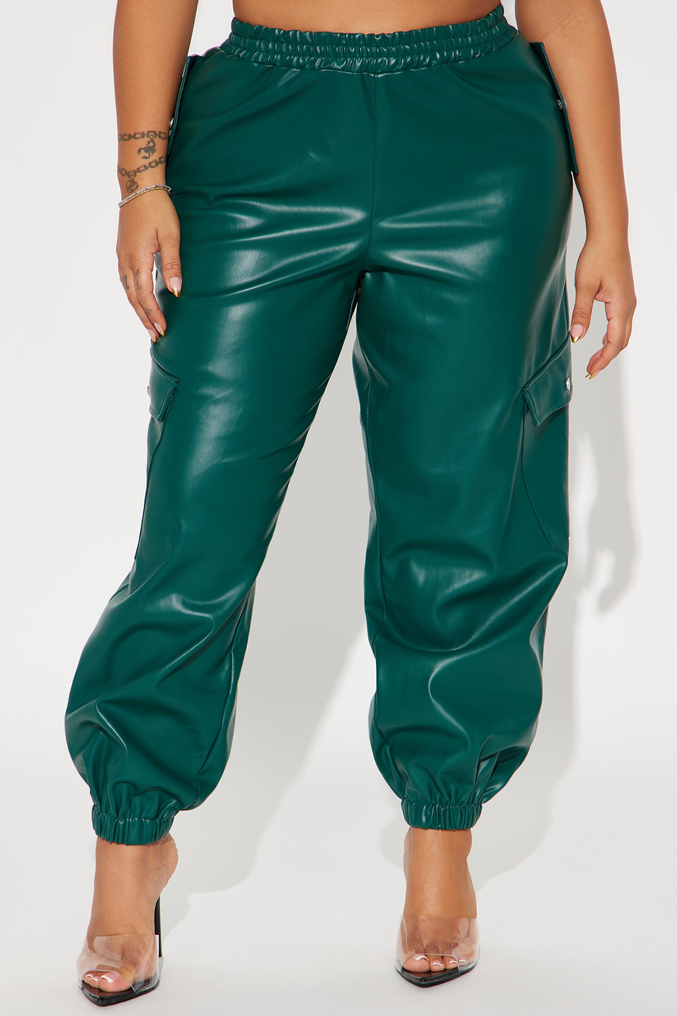 Valencia Faux Leather Cargo Jogger - Hunter - Image 5