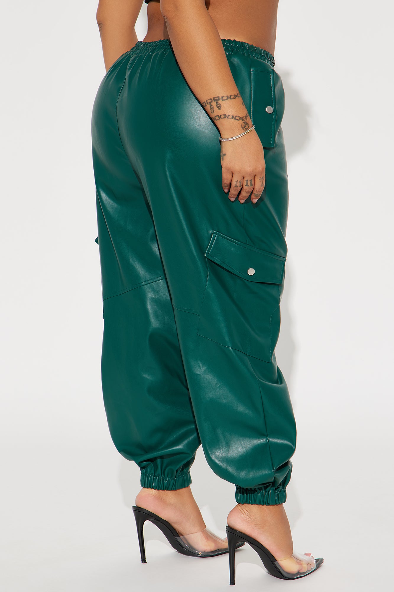 Valencia Faux Leather Cargo Jogger - Hunter - Image 6