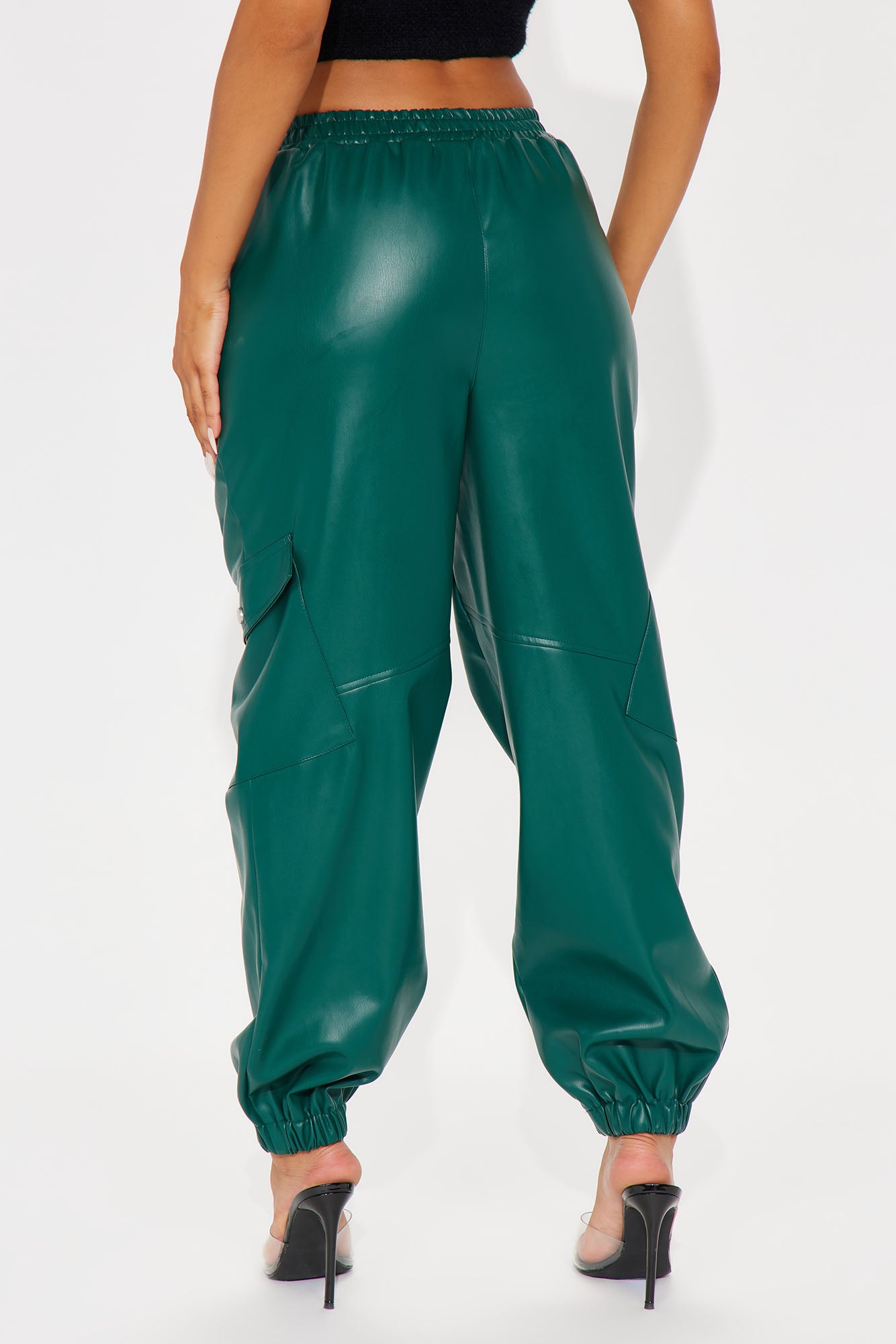 Valencia Faux Leather Cargo Jogger - Hunter - Image 3