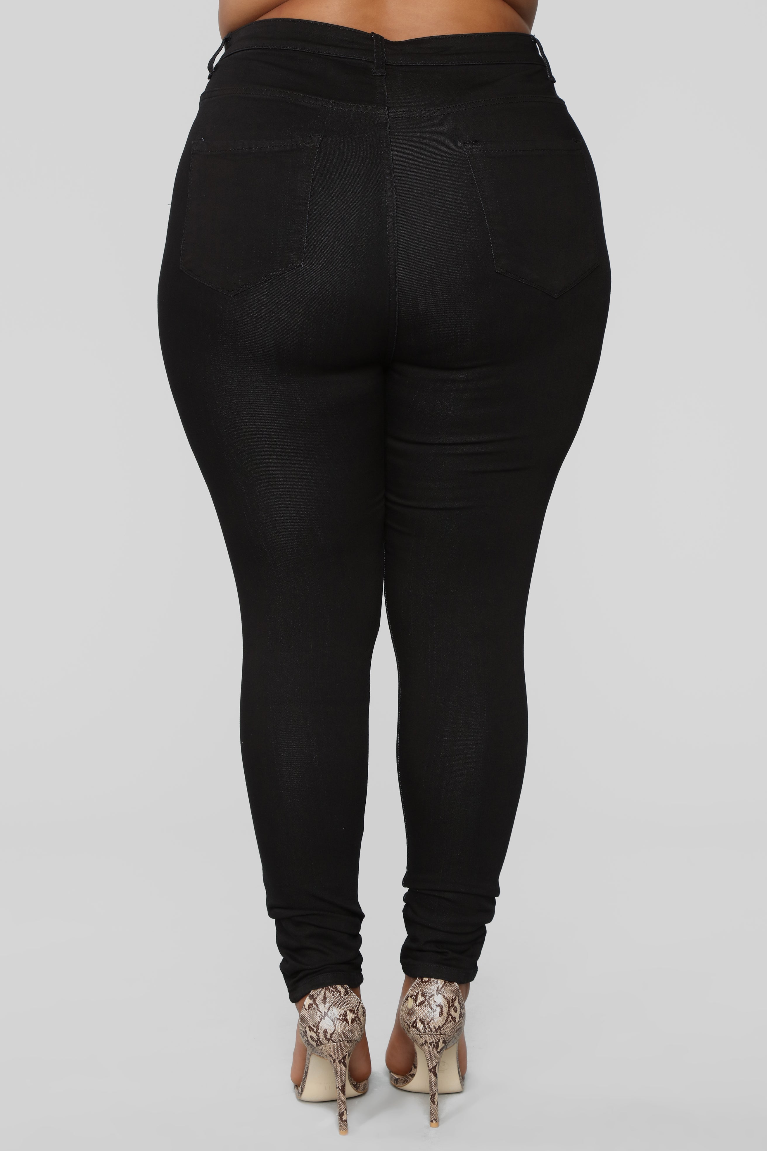 Classic High Waist Skinny Jeans - Black - Image 11