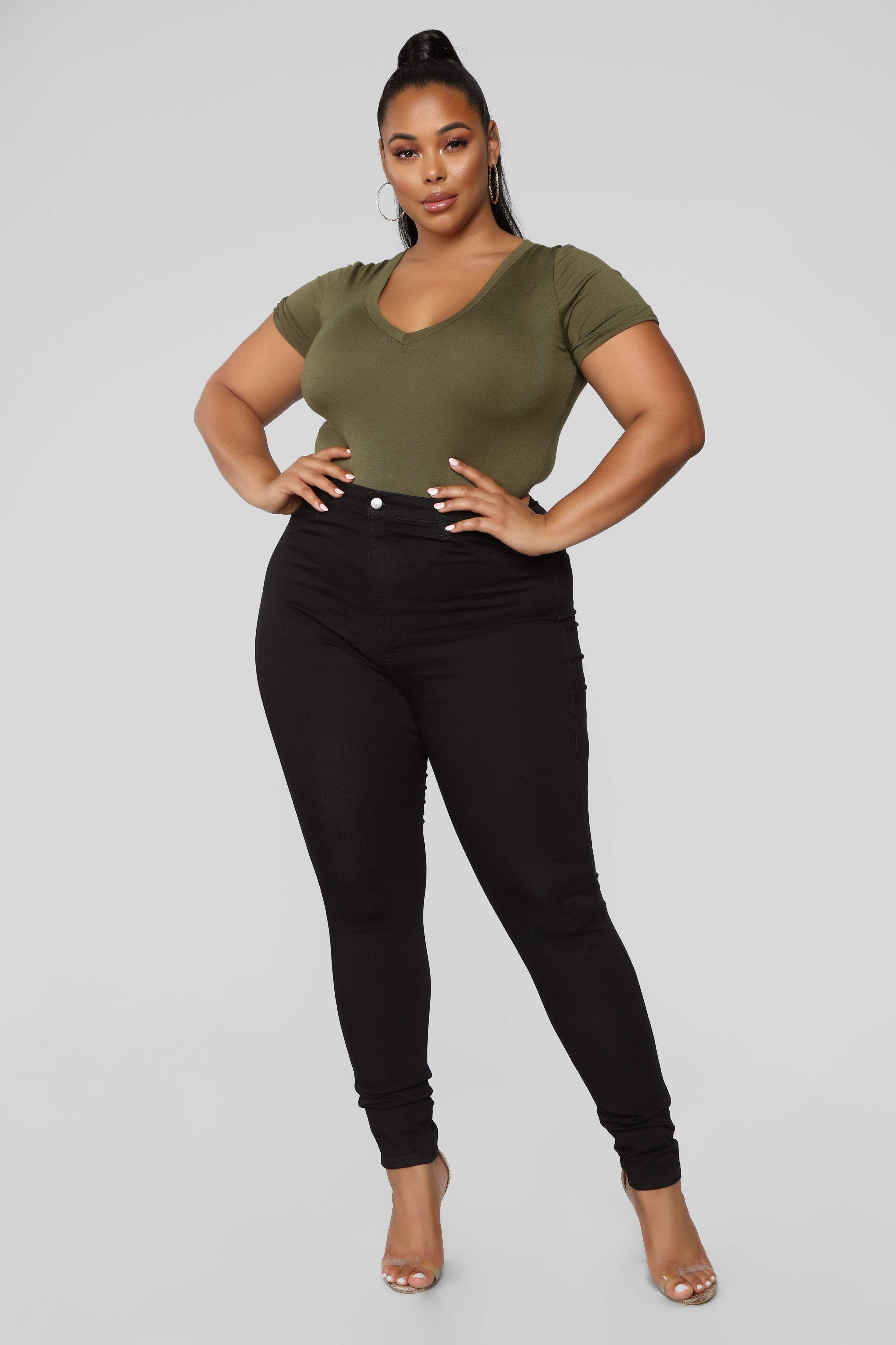 Classic High Waist Skinny Jeans - Black - Image 6