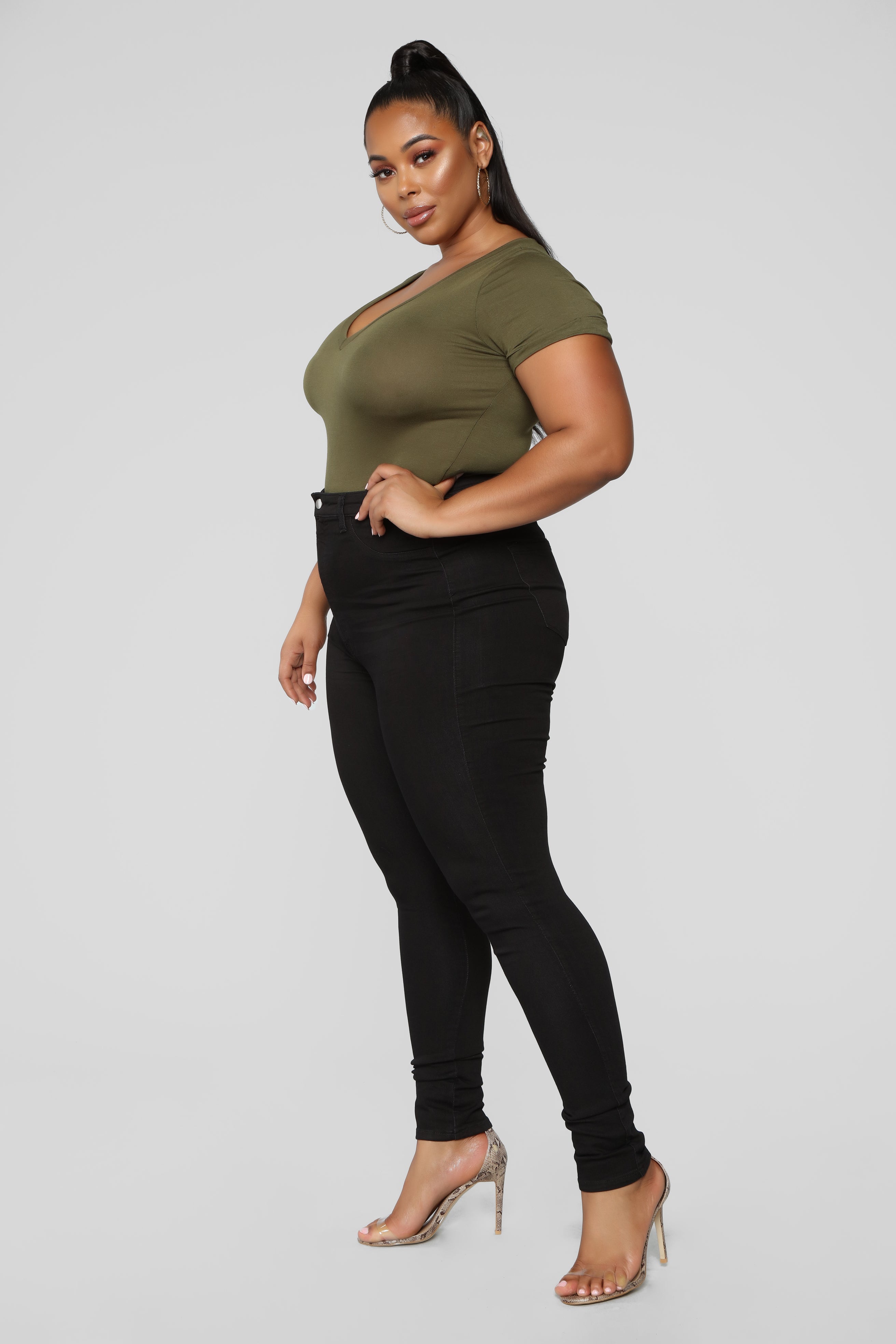 Classic High Waist Skinny Jeans - Black - Image 9