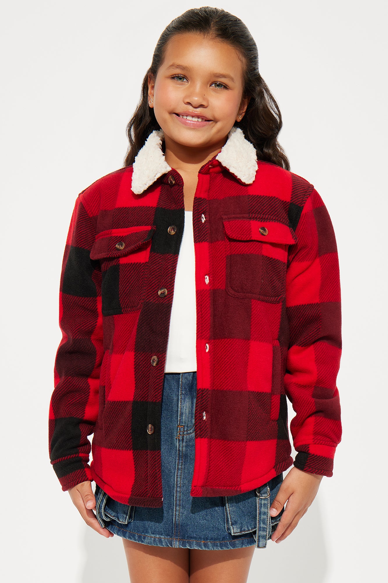 Mini Let's Talk About It Shacket - Red - Image 3