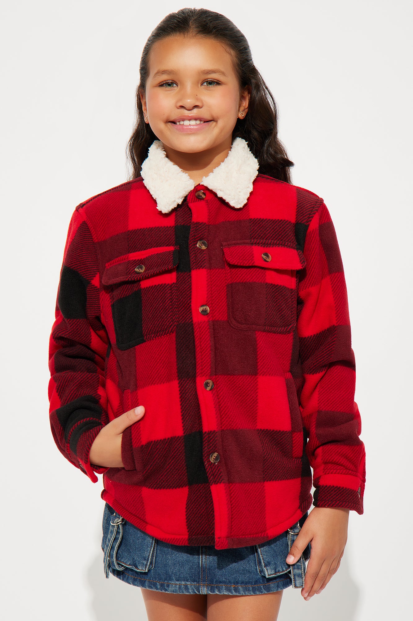 Mini Let's Talk About It Shacket - Red - Image 4