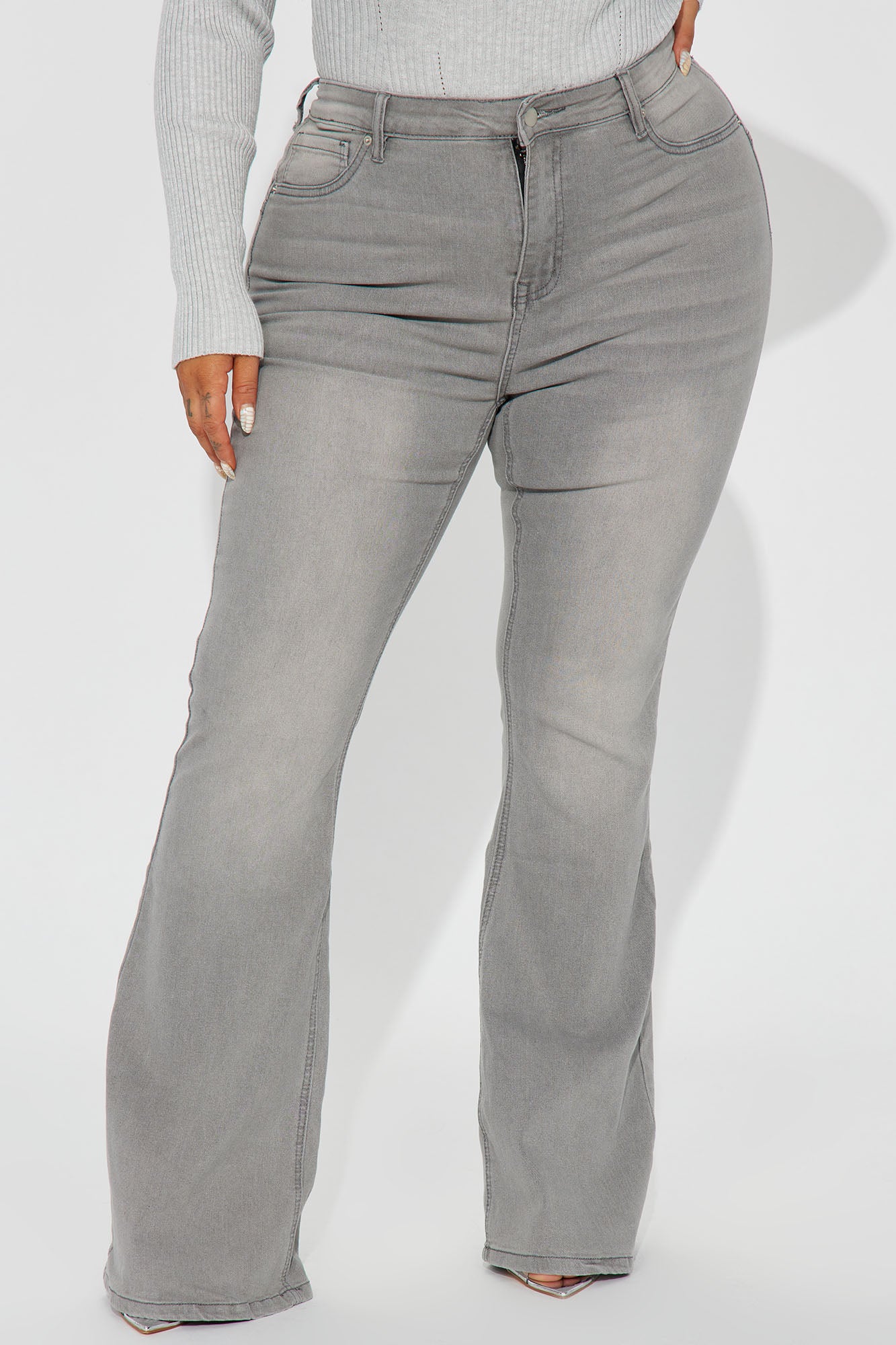 Audrey Booty Lifting Stretch Flare Jeans - Grey - Image 7