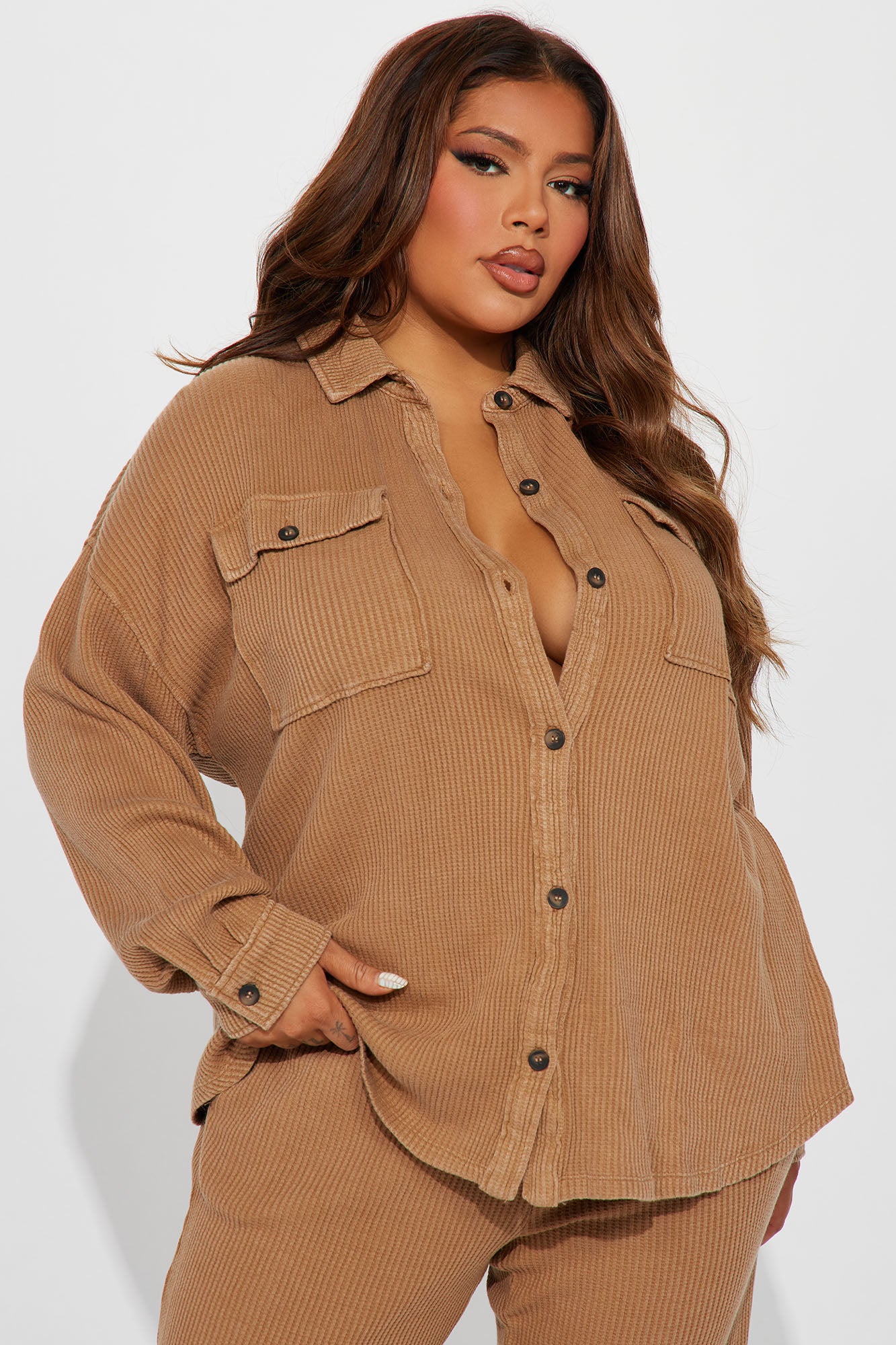 Kaylah Thermal Pant Set - Brown - Image 5
