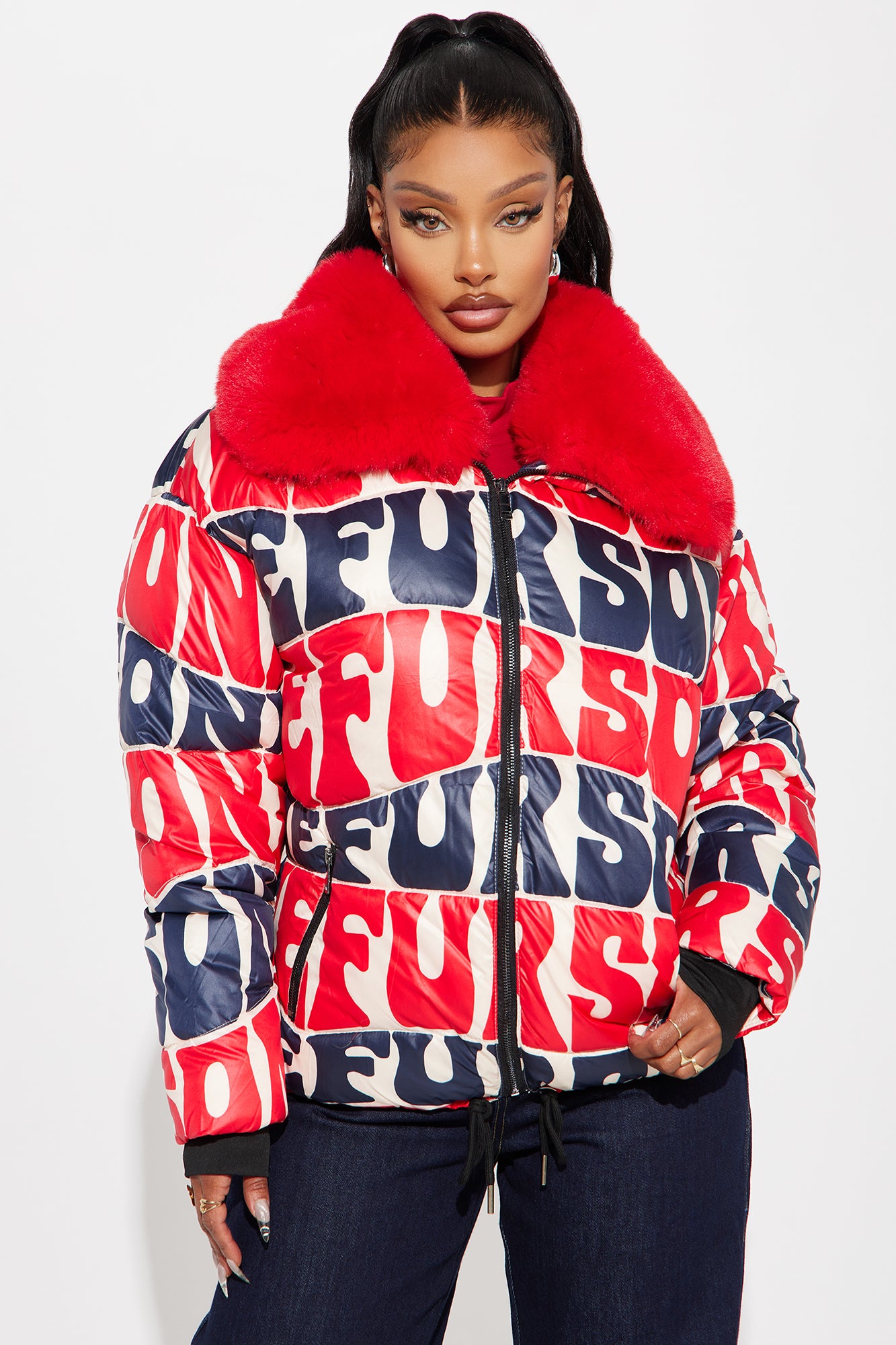 What You Say Puffer - Red/combo - Image 3