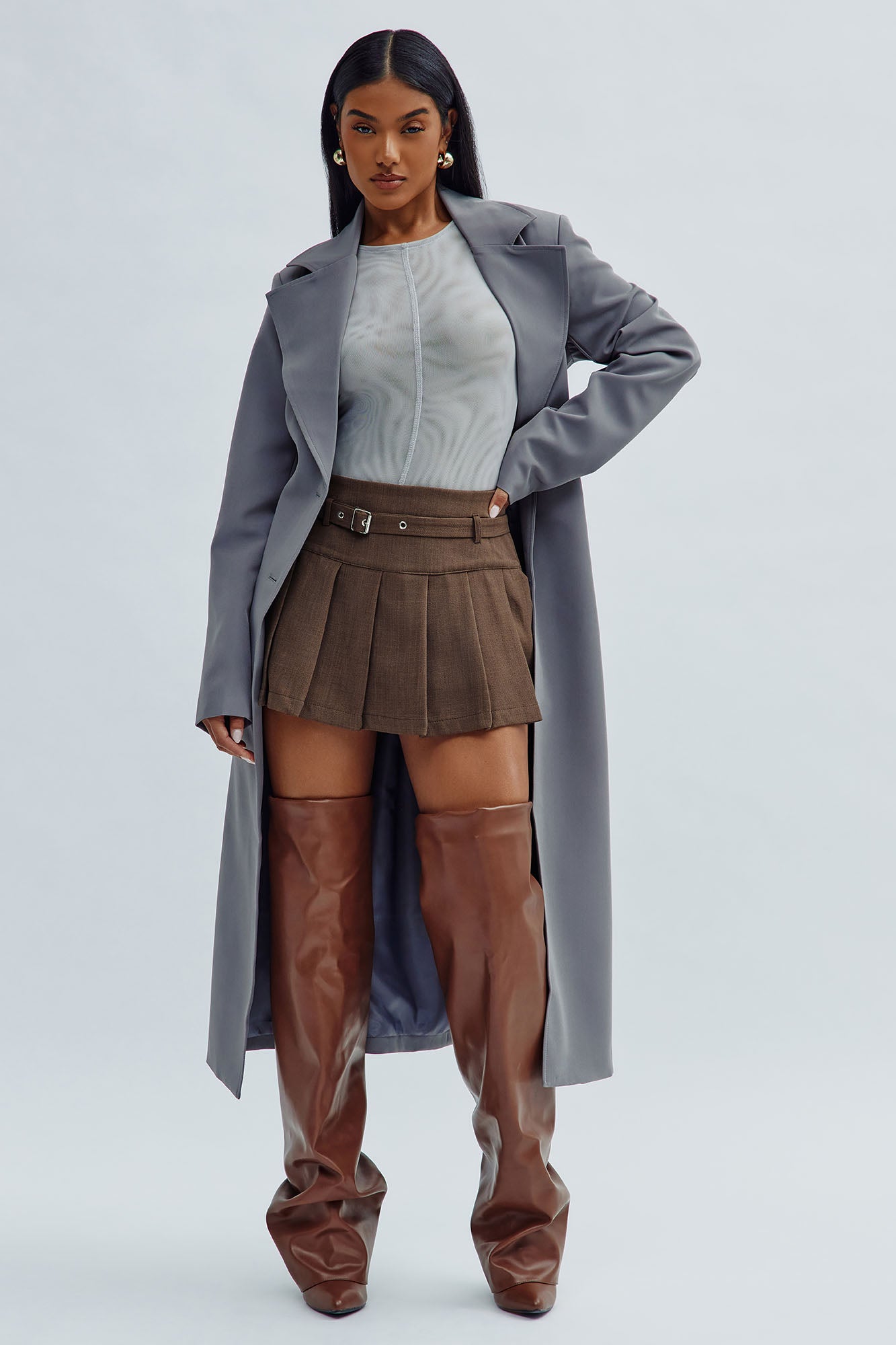 Do As I Say Pleated Skort - Chocolate - Image 5