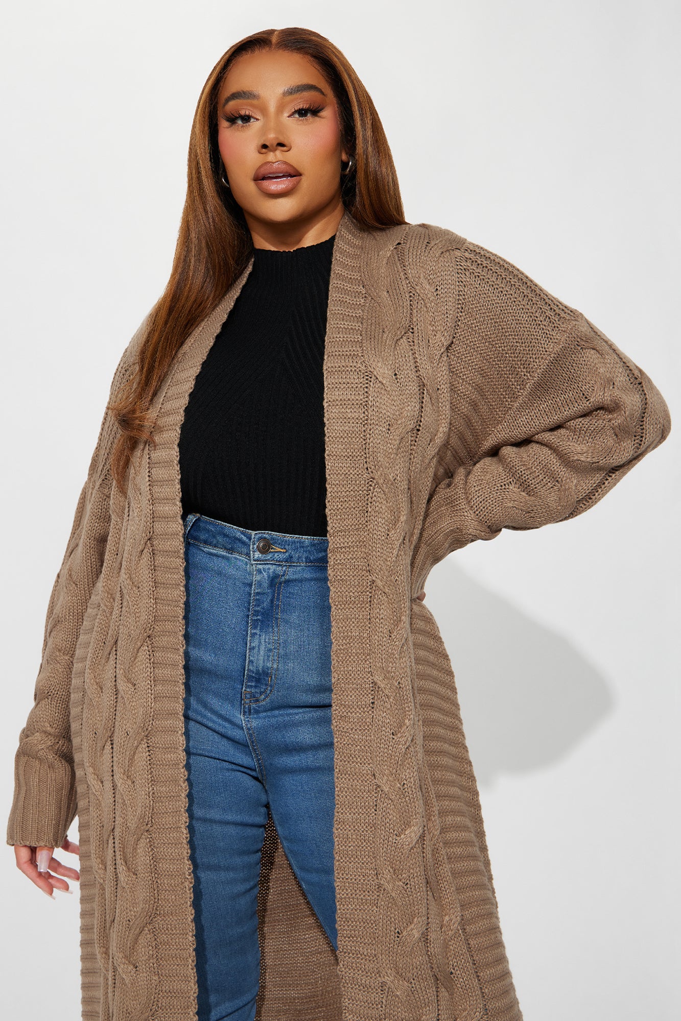 Aneria Long Cardigan - Taupe - Image 5