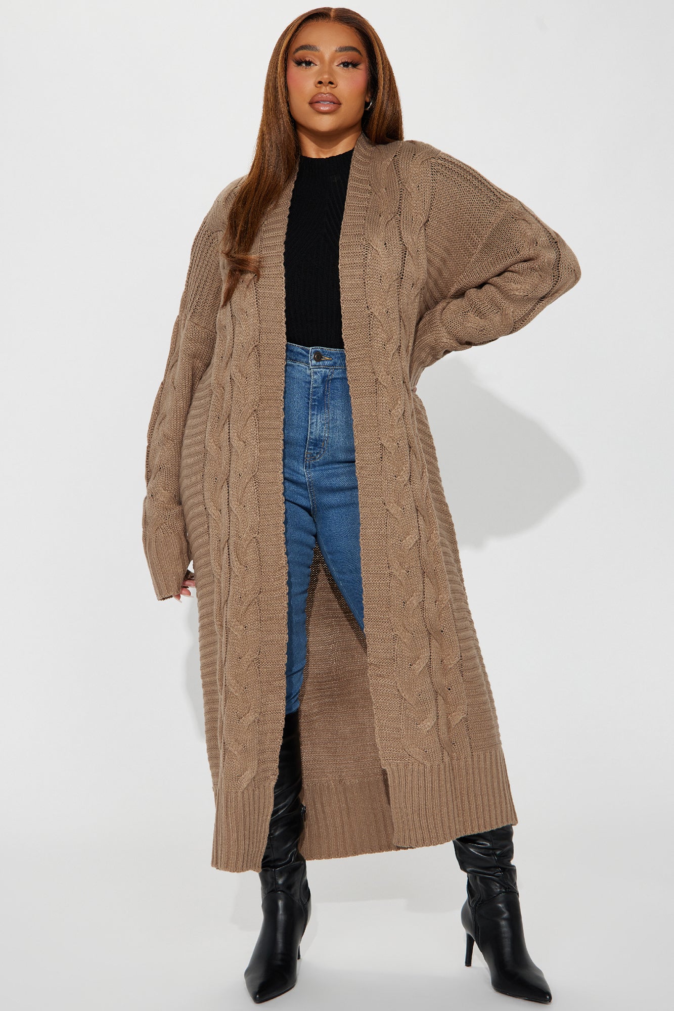 Aneria Long Cardigan - Taupe - Image 4