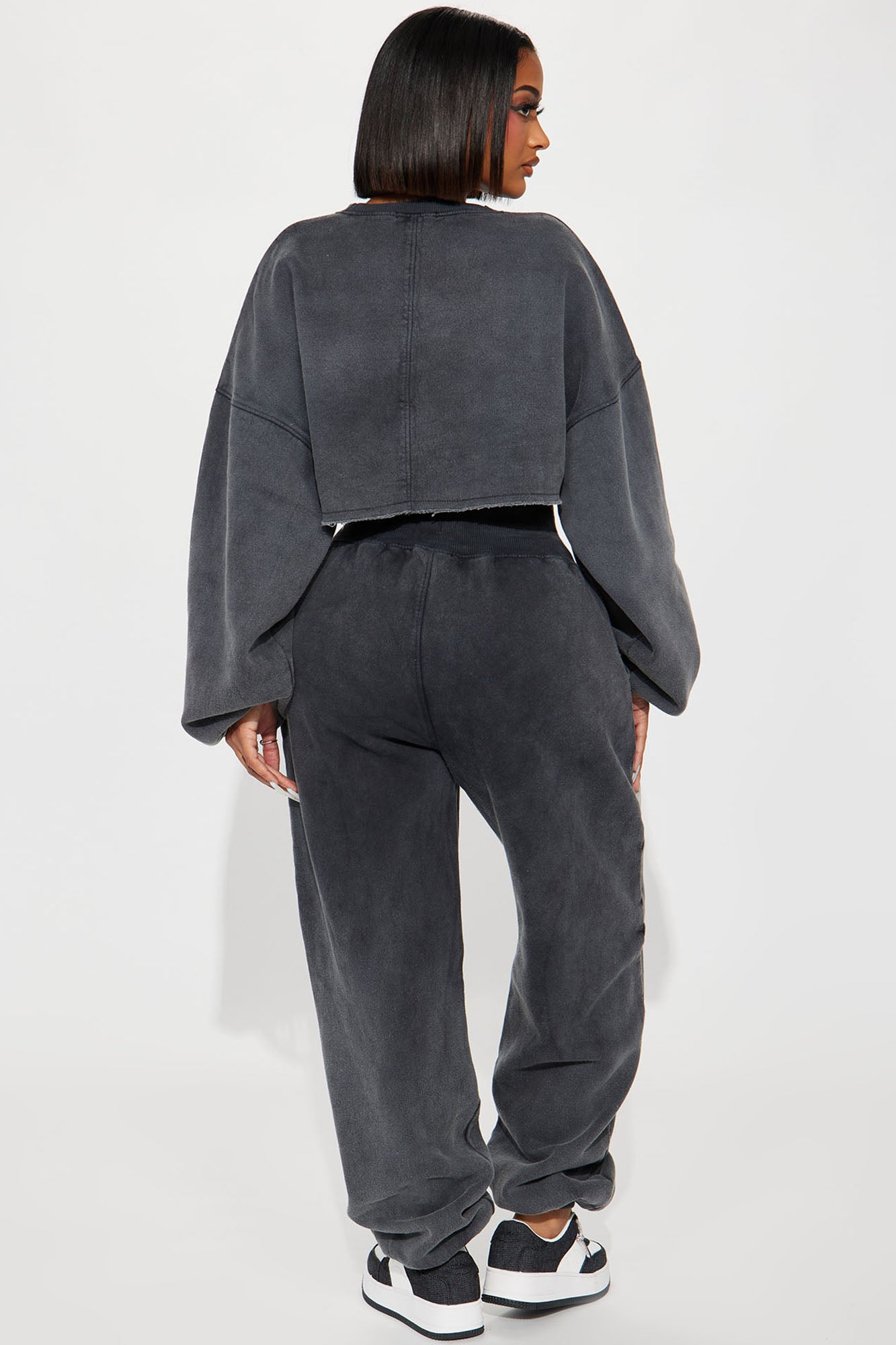 Feeling Good Fleece Jogger Set - Charcoal - Image 3