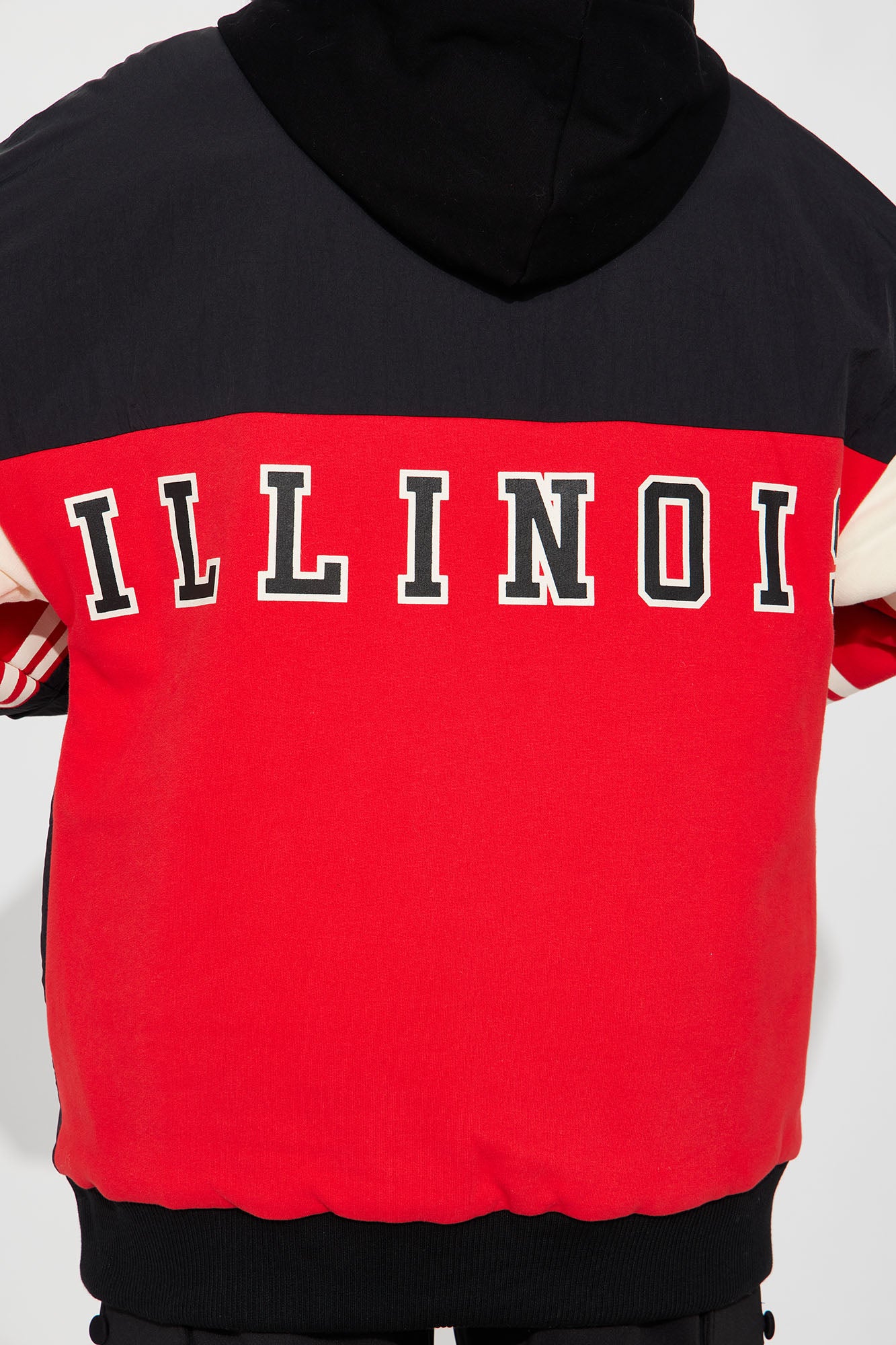 Chi Town Hooded Bomber Jacket - Red/combo - Image 4