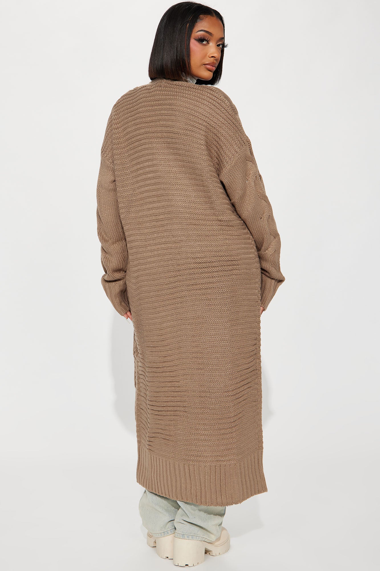 Aneria Long Cardigan - Taupe - Image 3