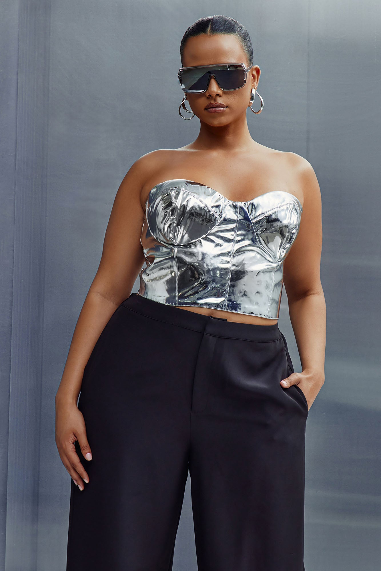 Reflective Nights Corset Top - Silver - Image 6