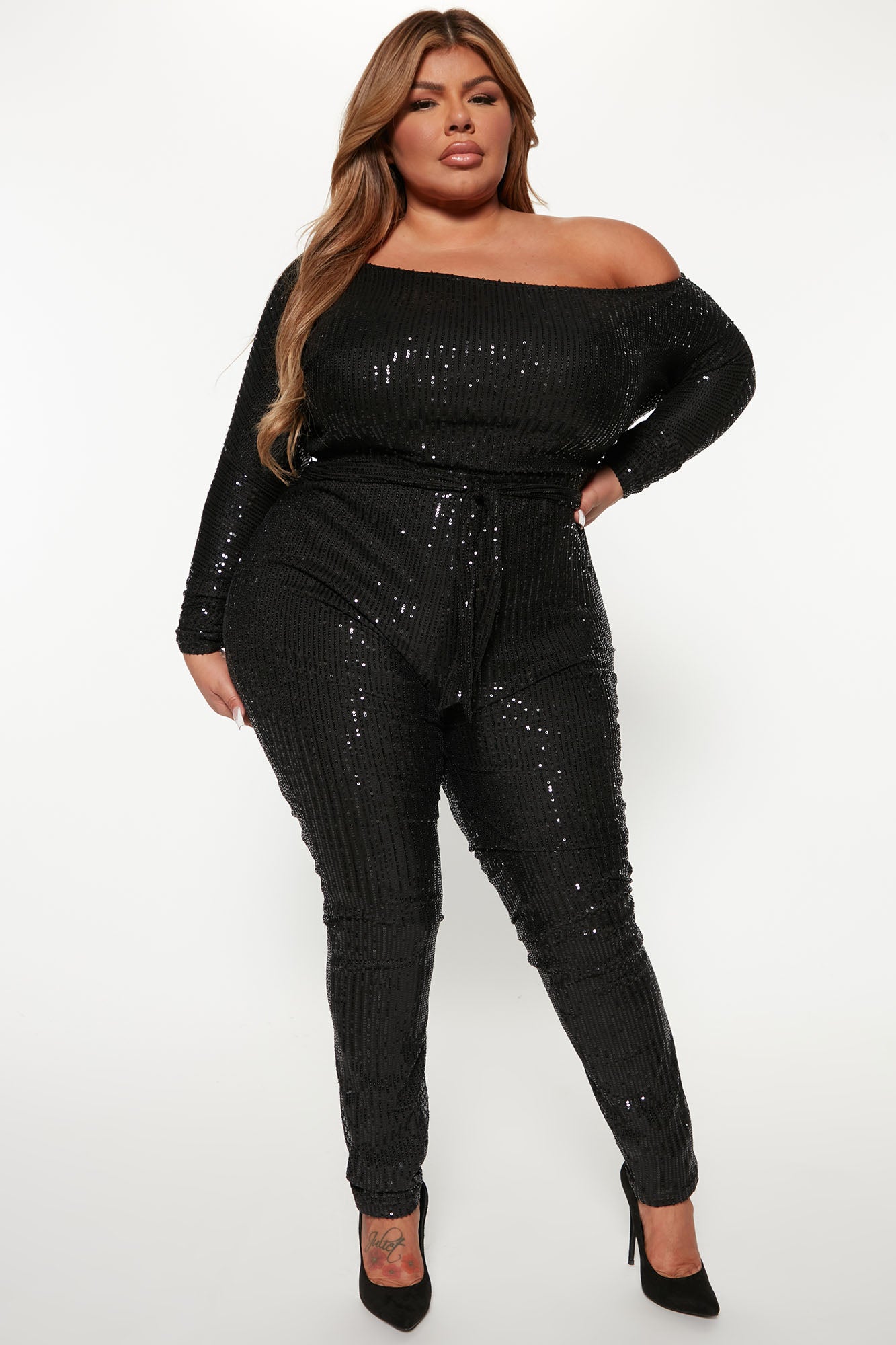 All Eyes On Me Sequin Jumpsuit - Black - Image 4