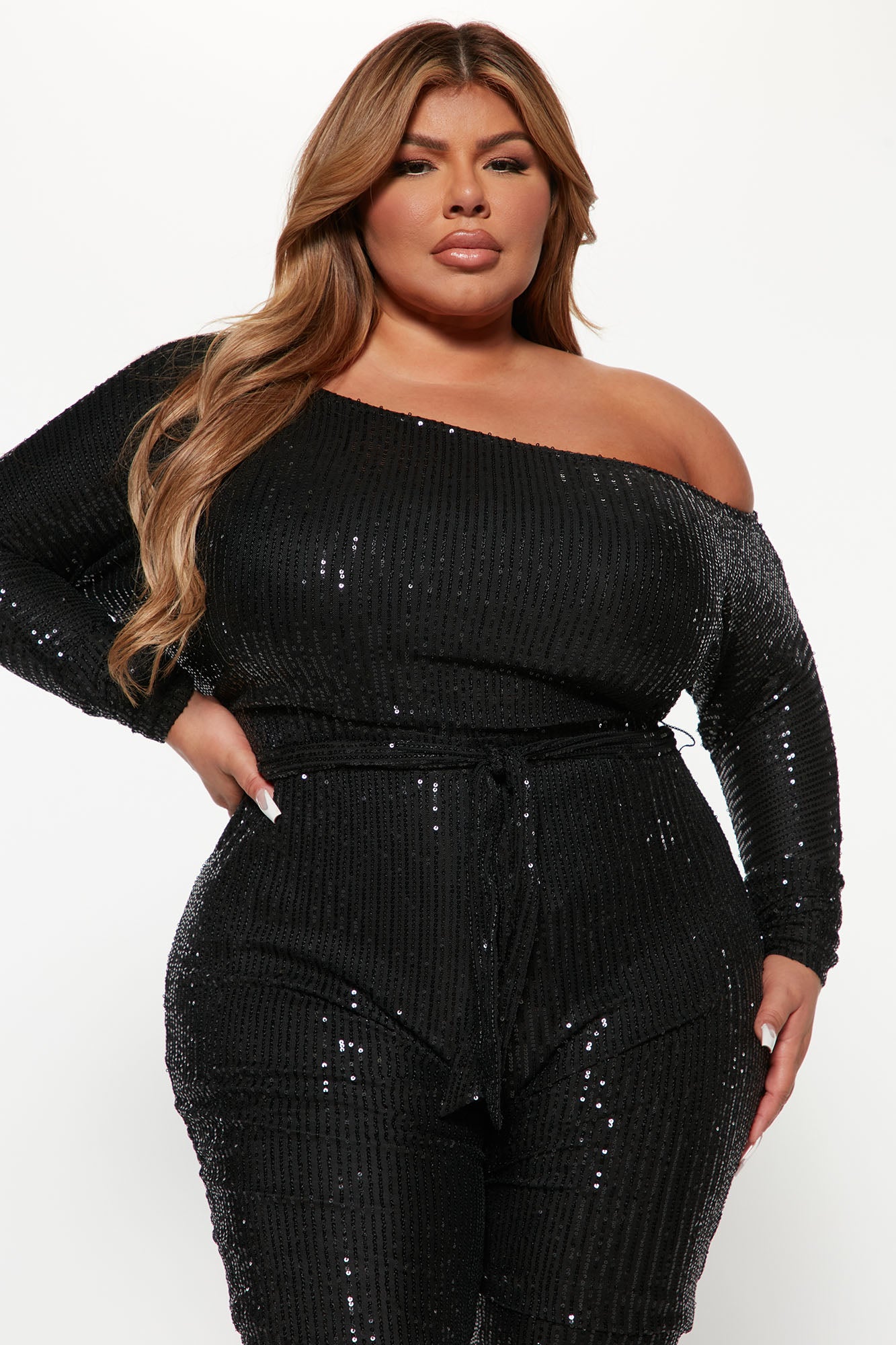 All Eyes On Me Sequin Jumpsuit - Black - Image 5