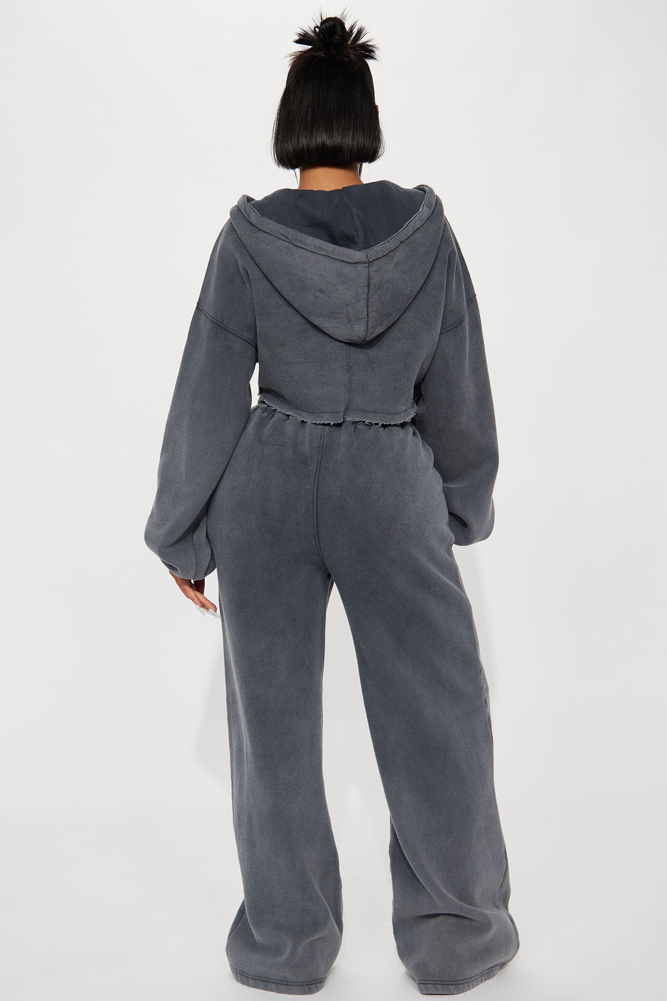 On The Go Fleece Pant Set - Charcoal - Image 3