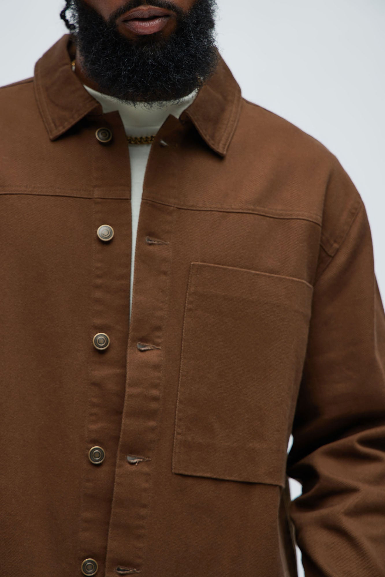 Yorktown Twill Button Up Shirt - Brown - Image 3