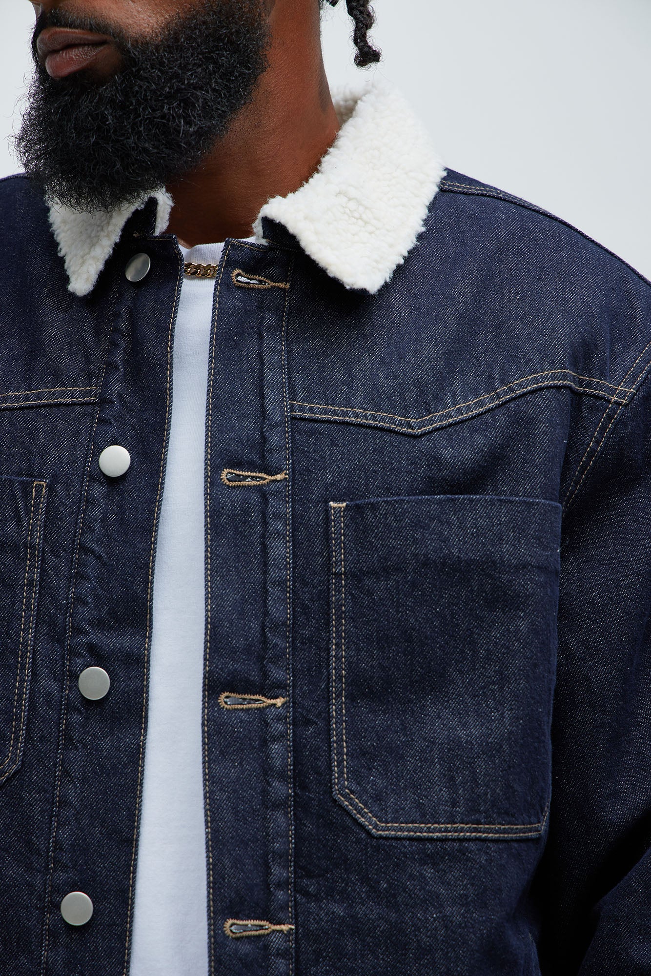 Paulie Contrast Trucker Jacket - Indigo - Image 3