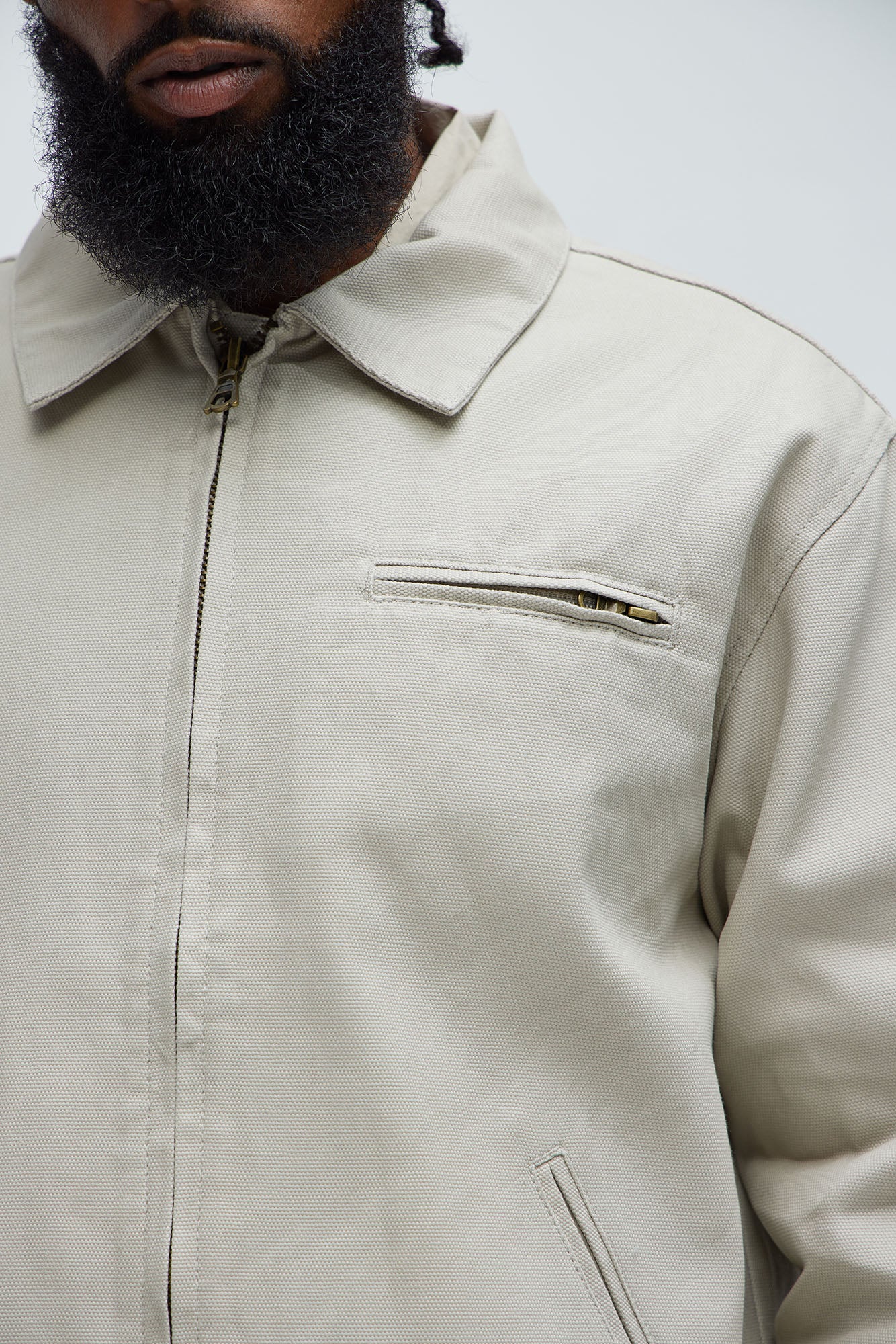 Alexander Utility Canvas Zip Work Jacket - Off White - Image 8