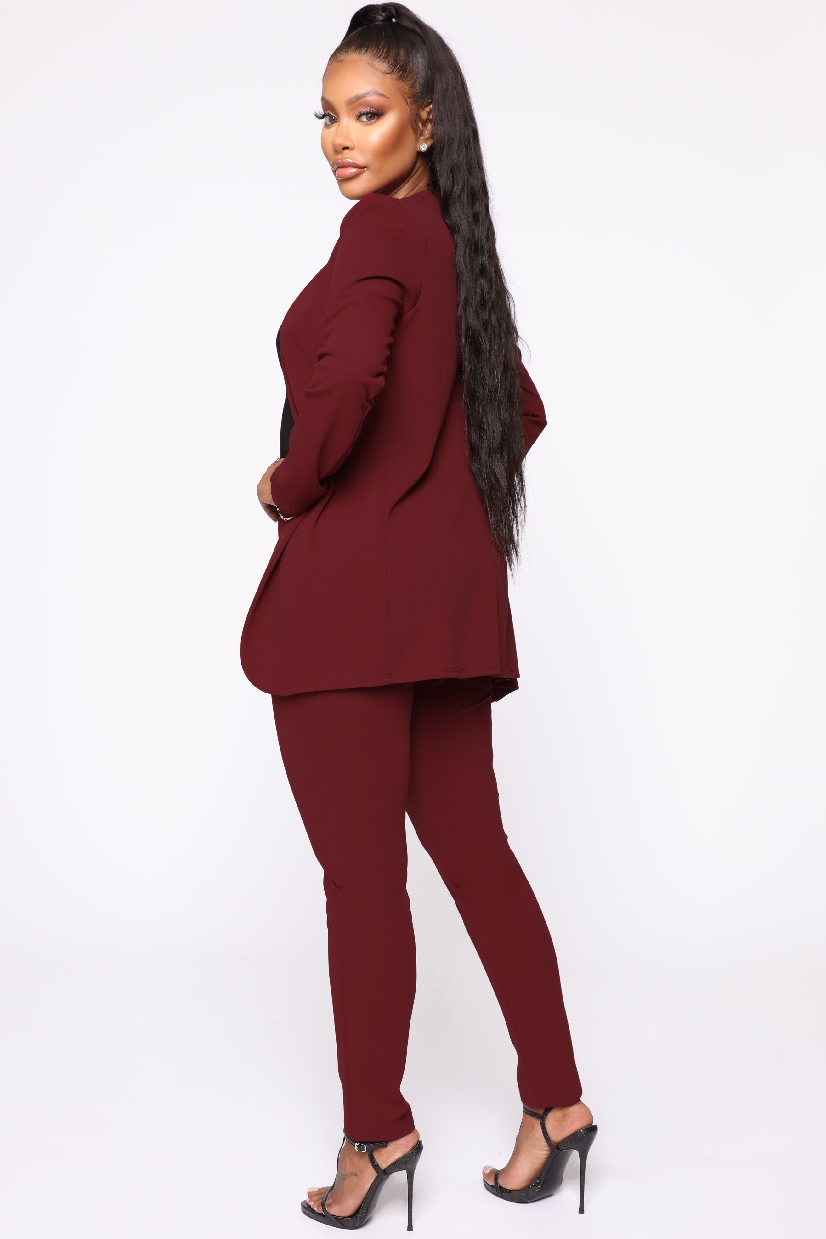 Payin' It Forward Blazer Set - Burgundy - Image 3