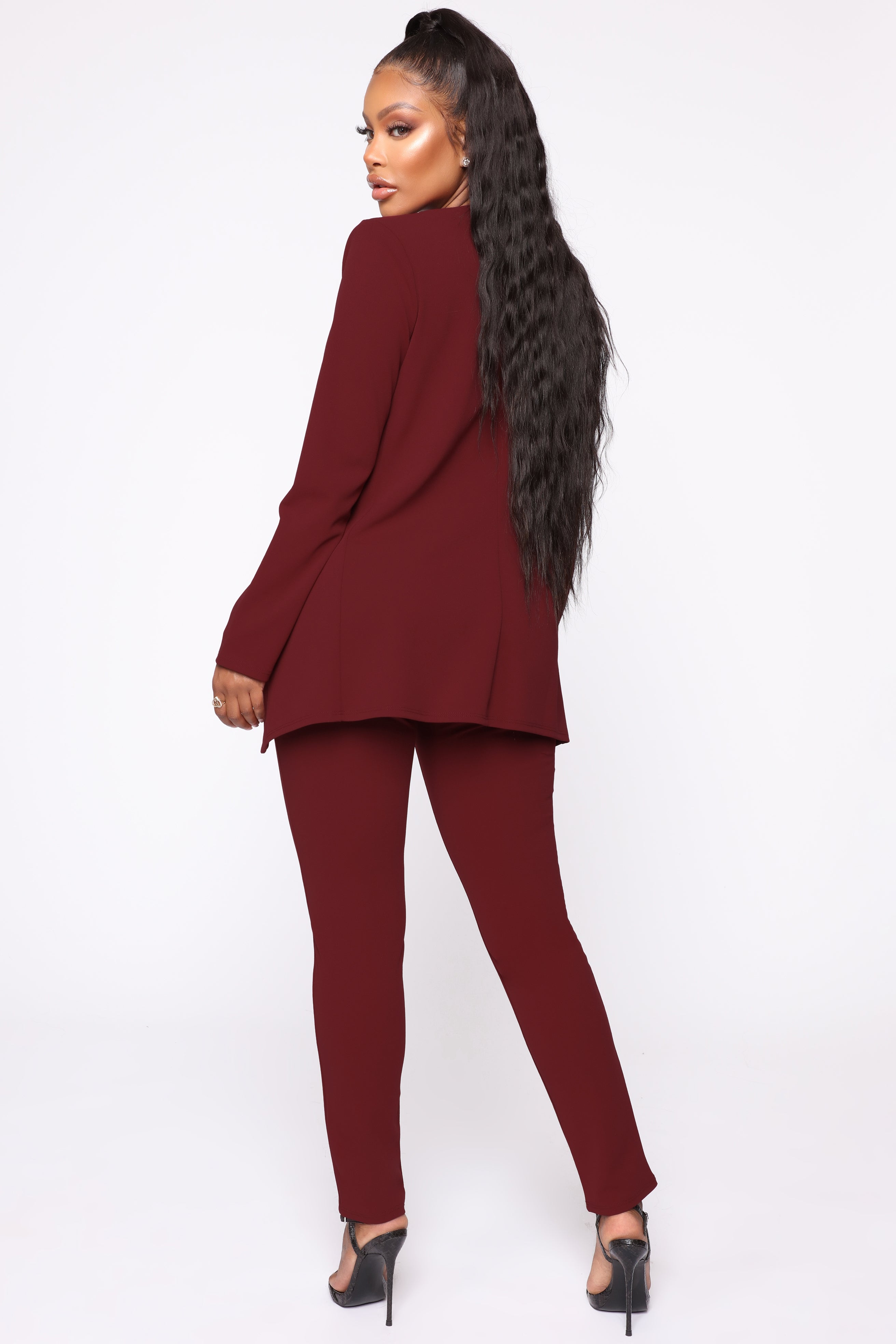 Payin' It Forward Blazer Set - Burgundy - Image 5