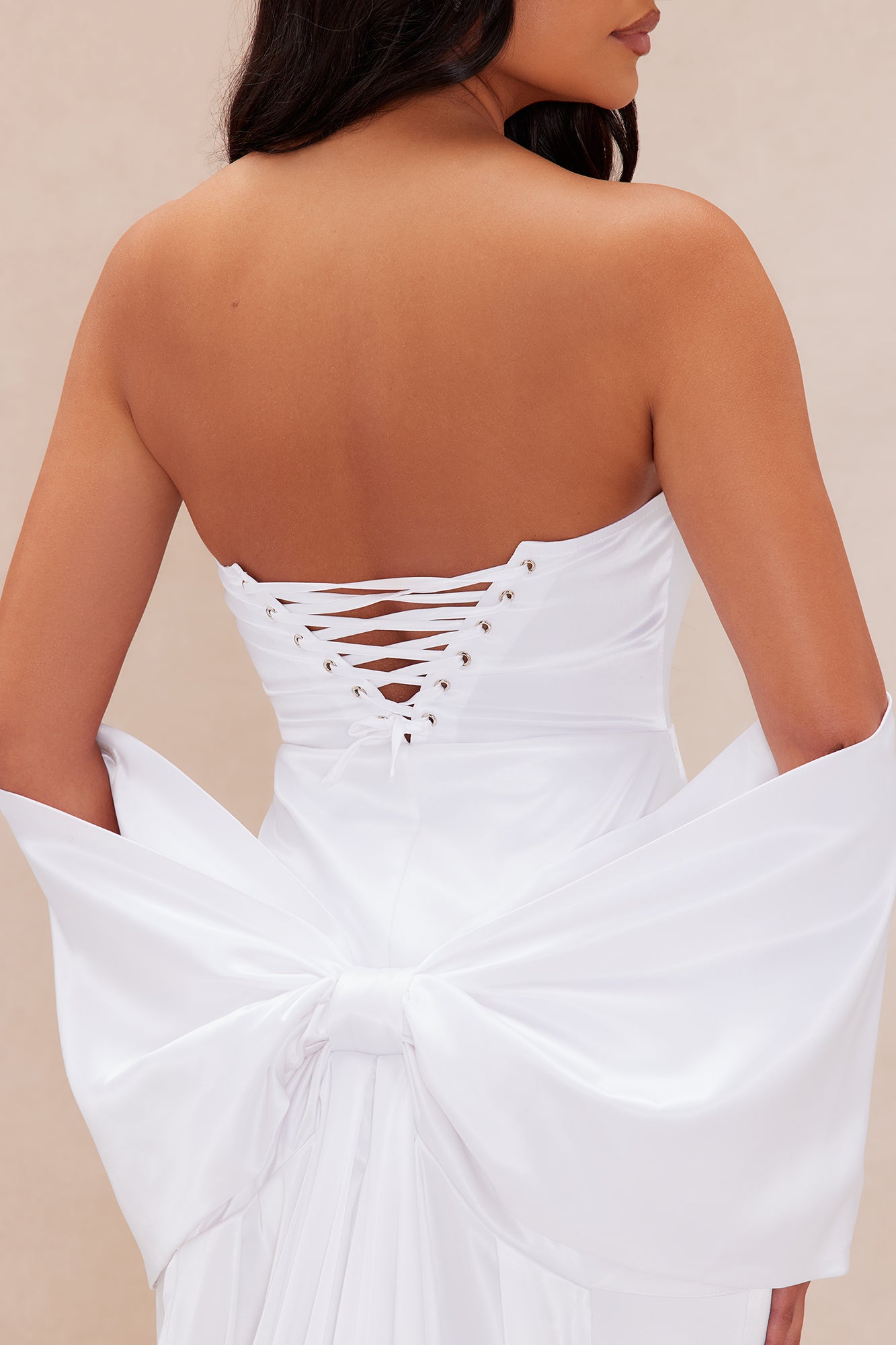 The Main Attraction Satin Gown Set - White - Image 5