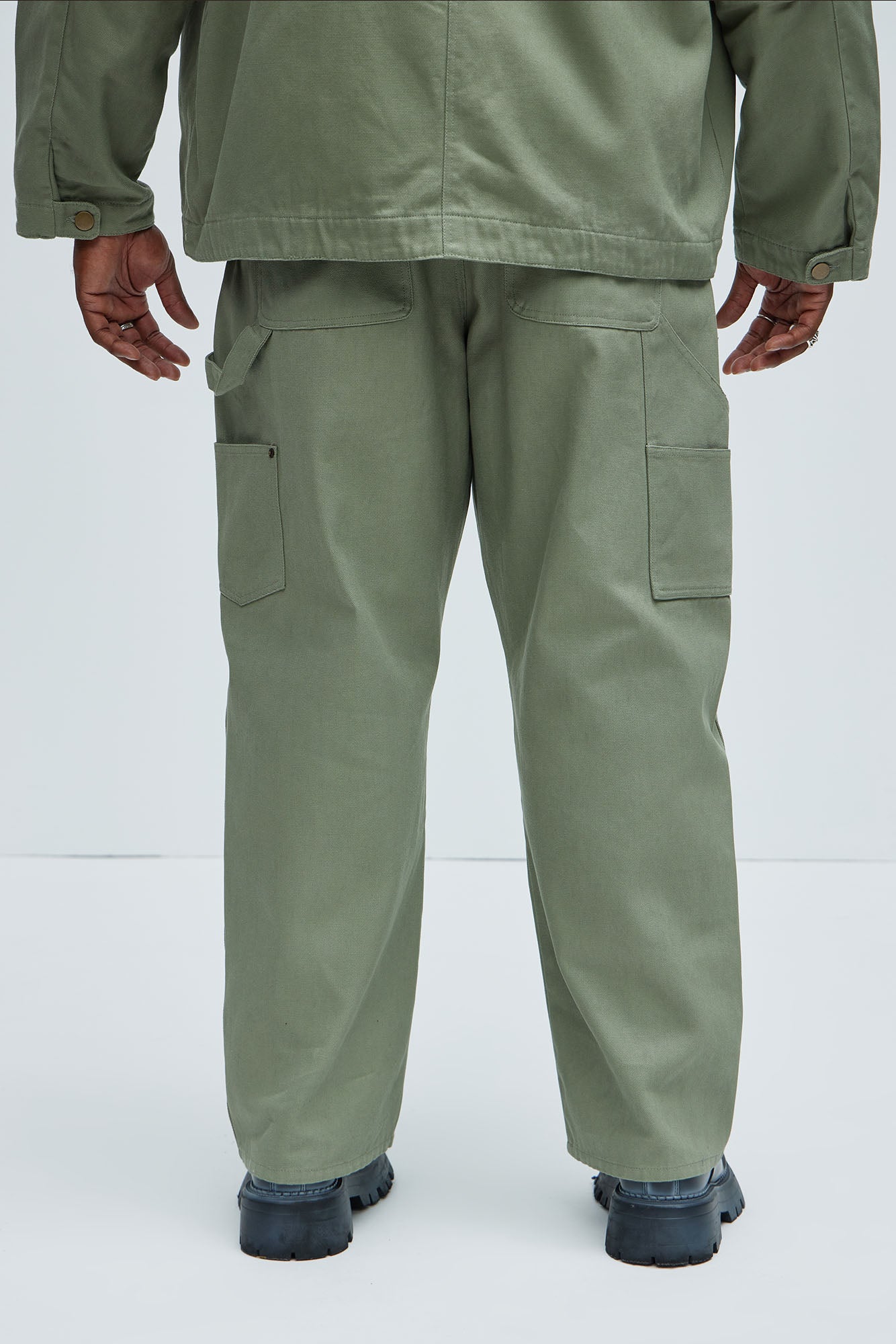 Alexander Double Knee Straight Utility Canvas Pants - Olive - Image 12