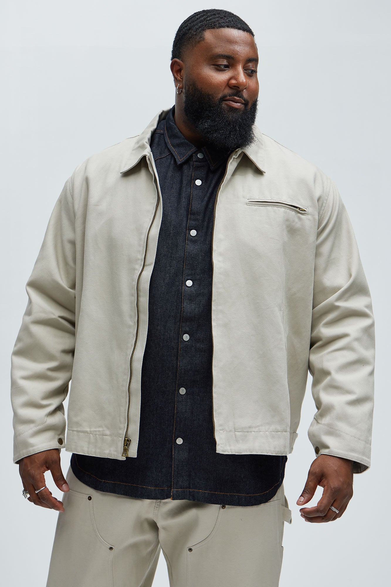 Alexander Utility Canvas Zip Work Jacket - Off White - Image 10