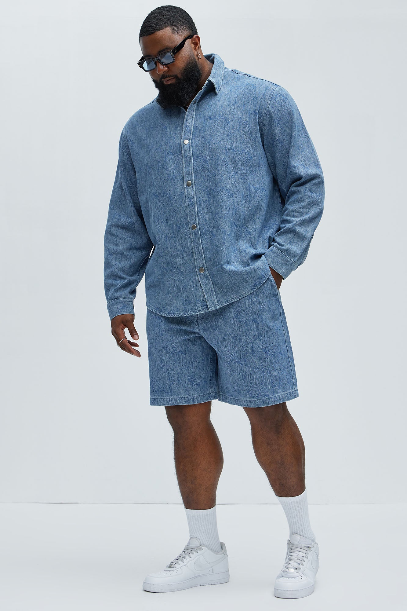 Water Brush Denim Shirt - Light Blue - Image 6