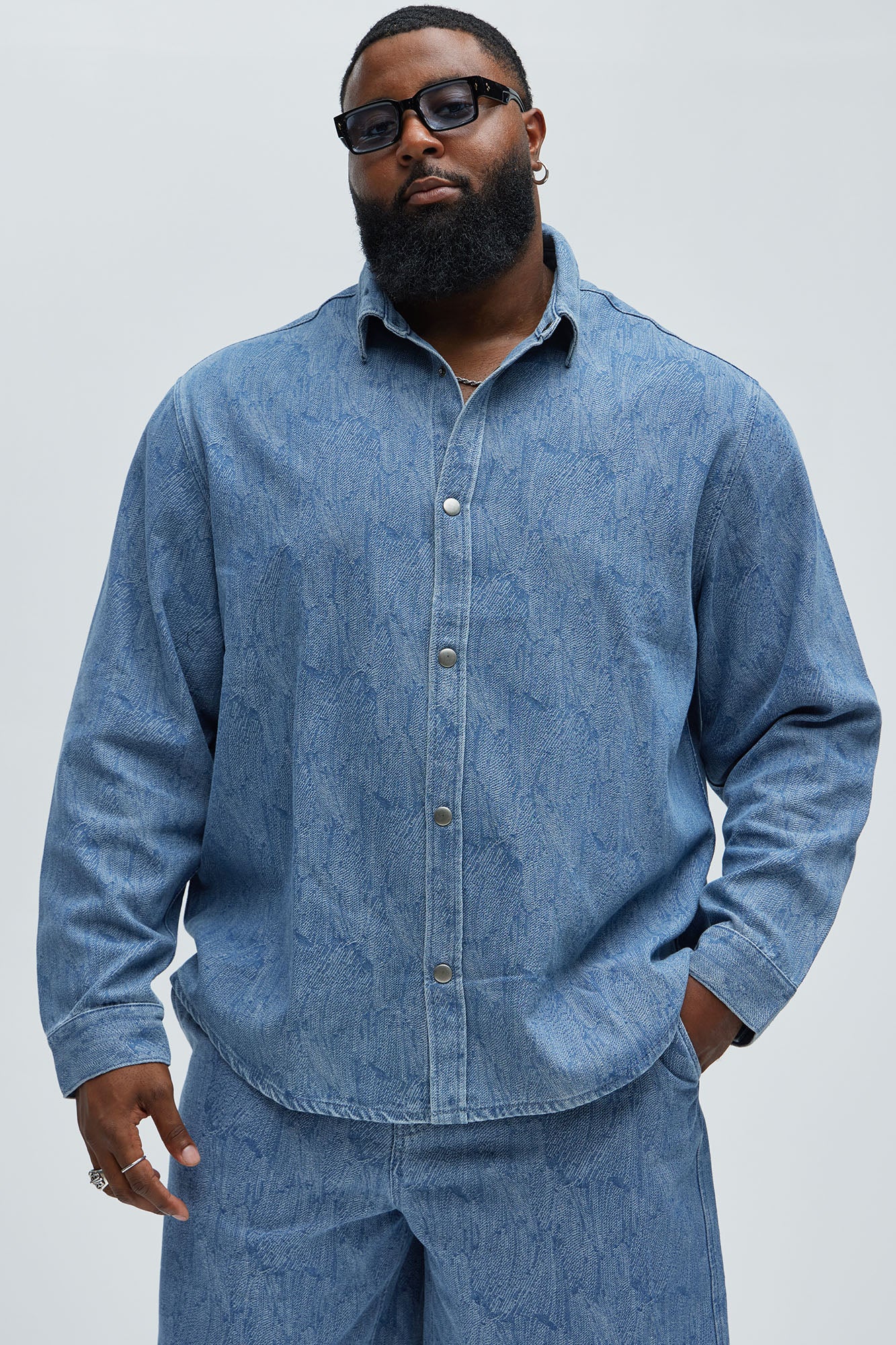Water Brush Denim Shirt - Light Blue - Image 5