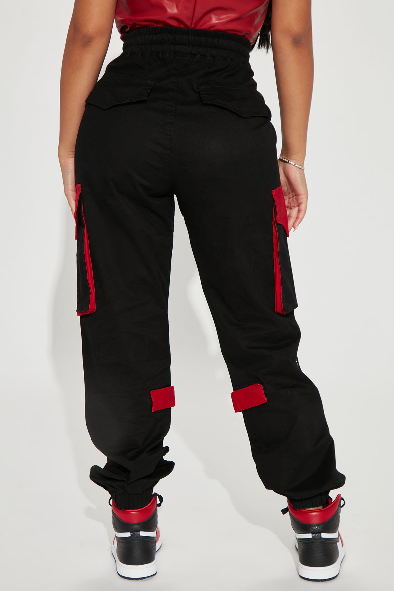 Can't Get With You Cargo Pant - Black/Red - Image 4
