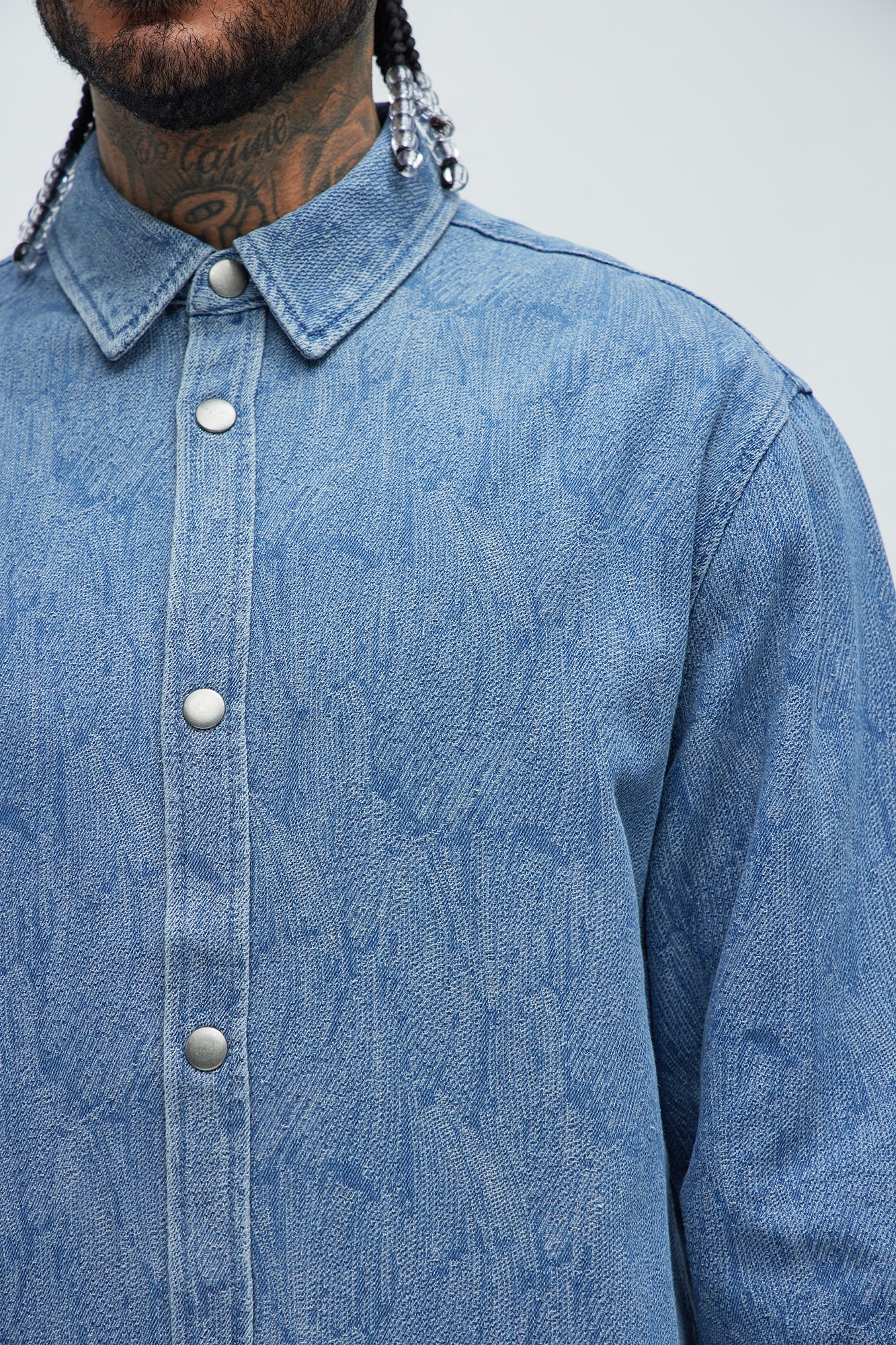 Water Brush Denim Shirt - Light Blue - Image 3