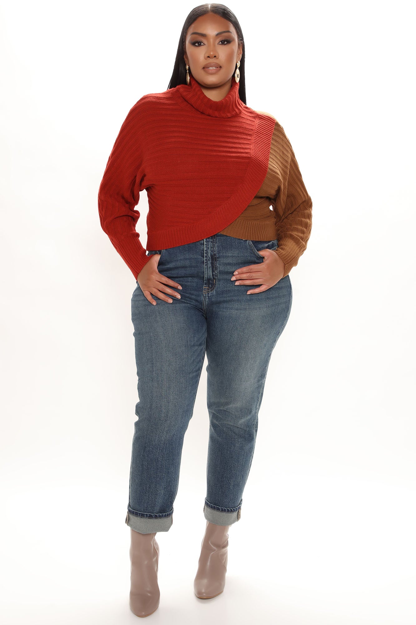 Cross Roads Turtleneck Sweater - Rust/combo - Image 5