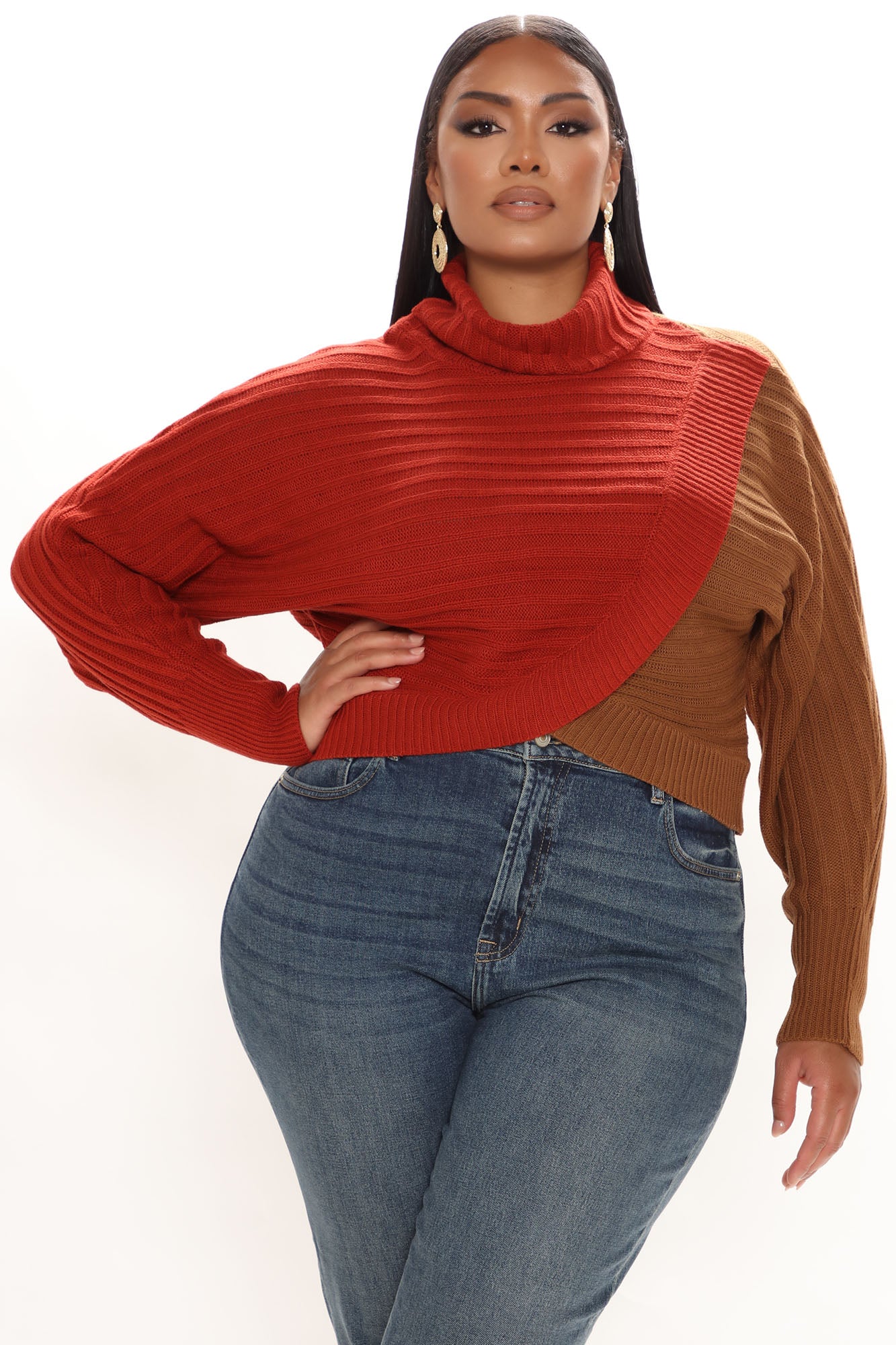 Cross Roads Turtleneck Sweater - Rust/combo - Image 6