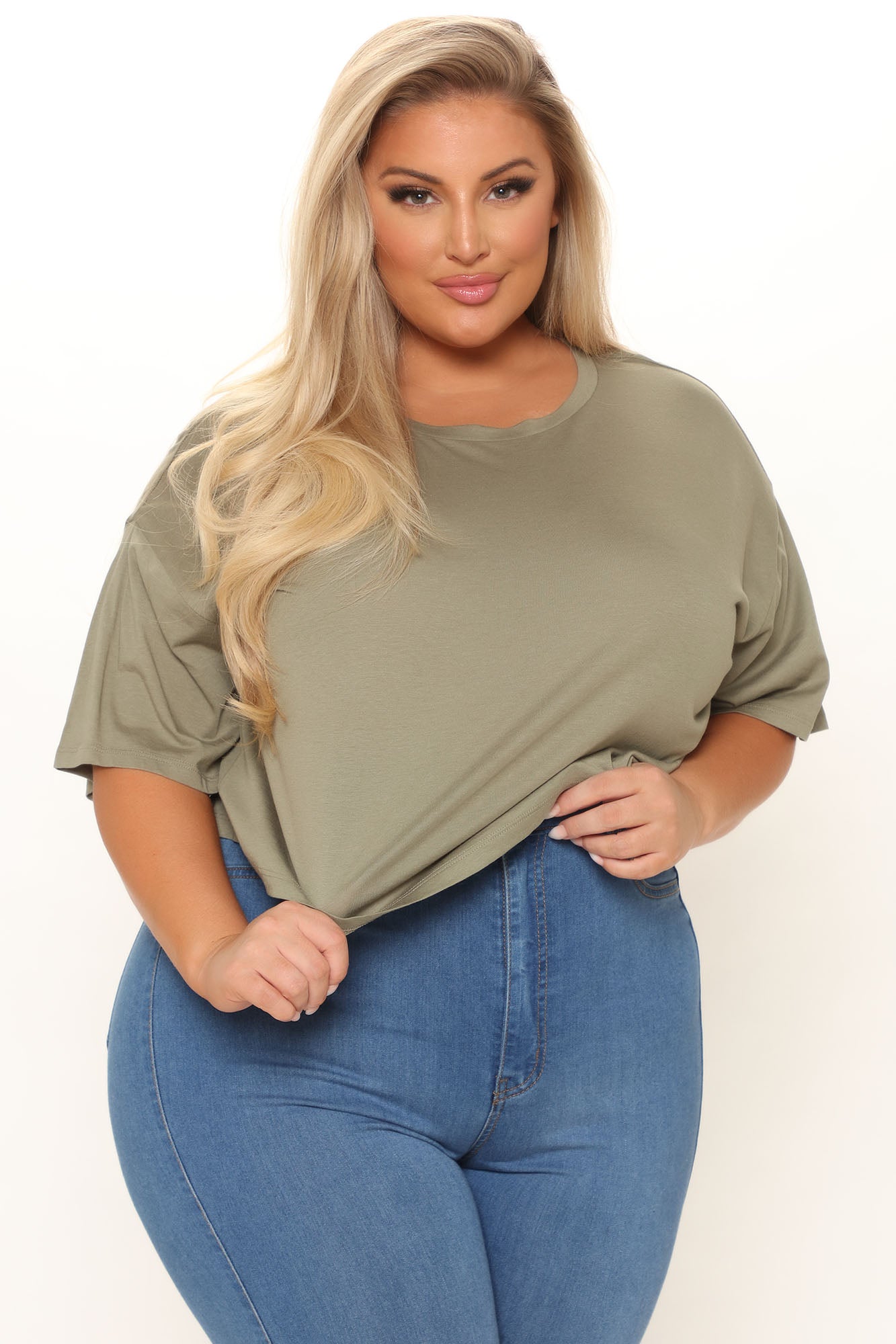 Leslie Cropped Tee - Olive - Image 4