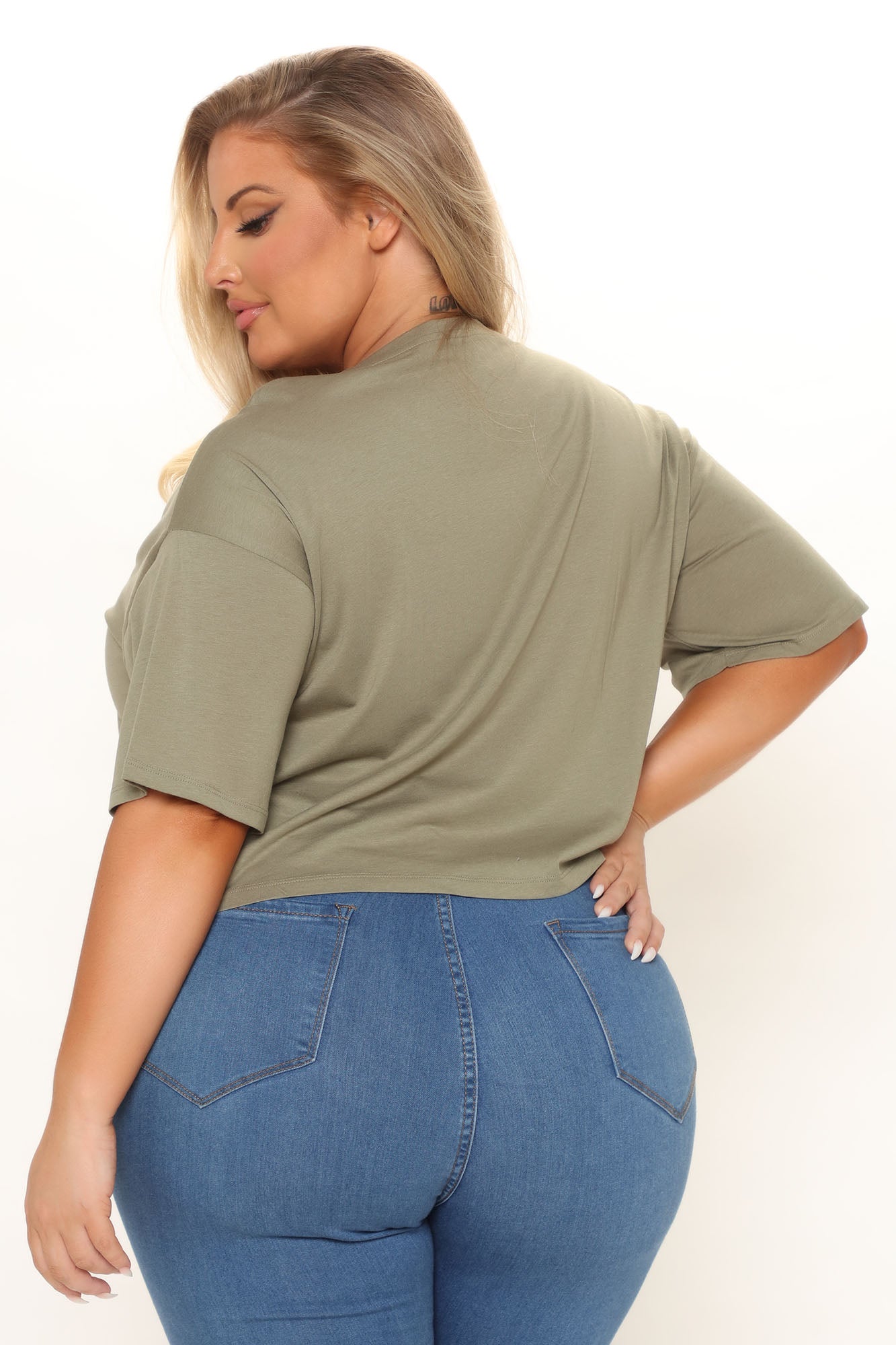 Leslie Cropped Tee - Olive - Image 6