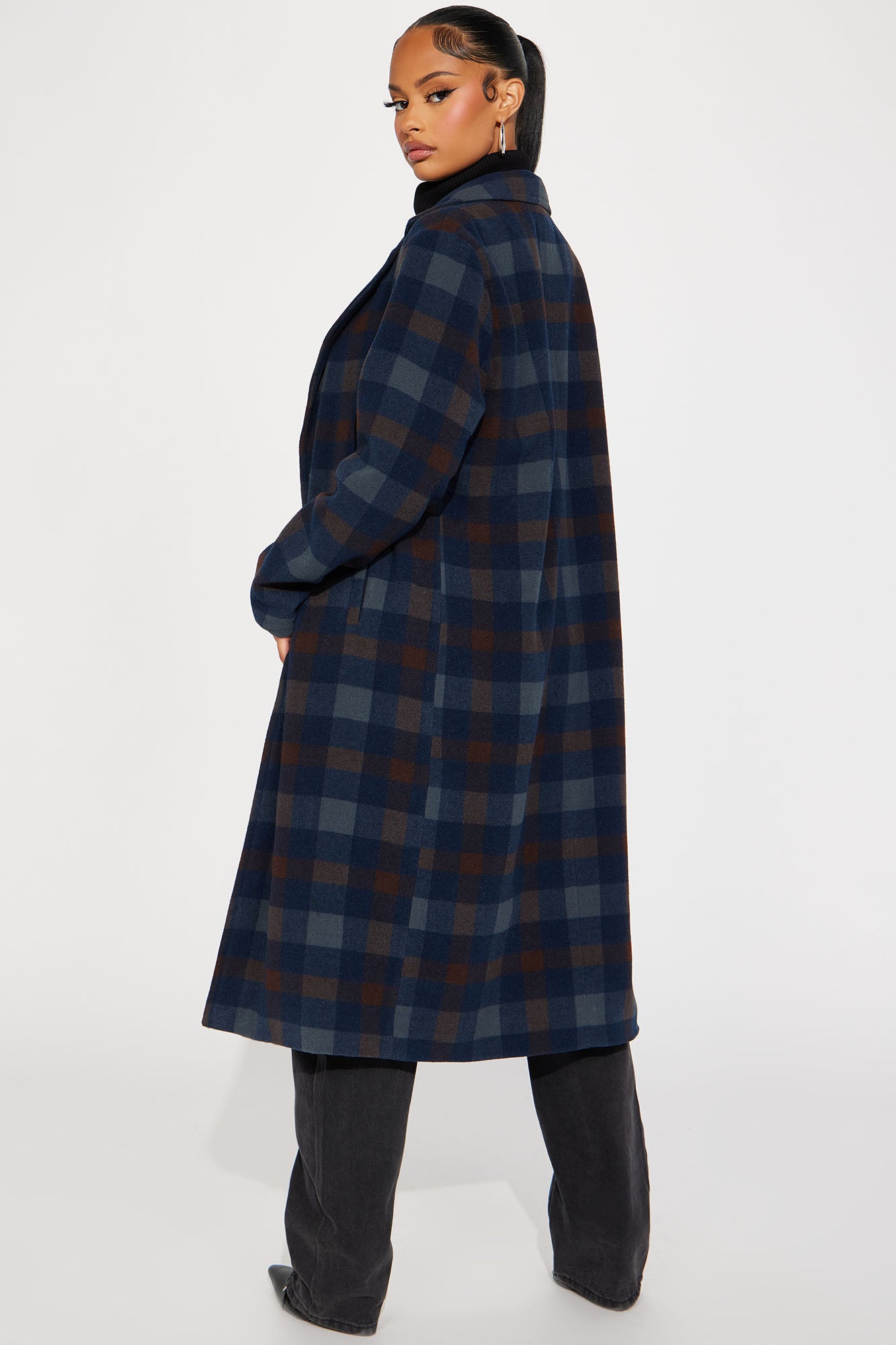 You Plaid It Trench Coat - Blue/combo - Image 3