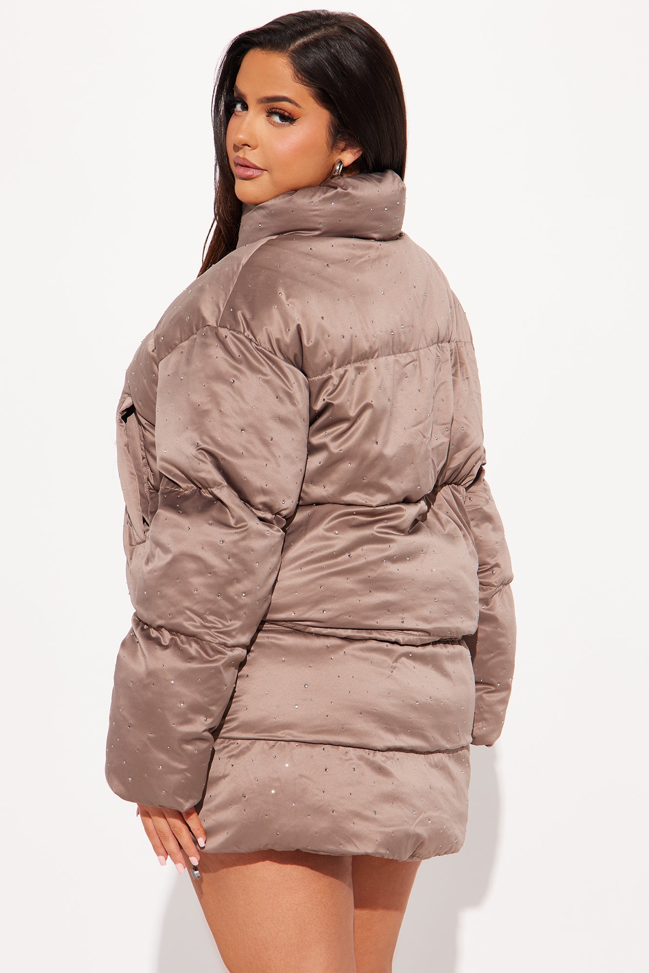Super Fly Satin Puffer Skirt Set - Stone - Image 9