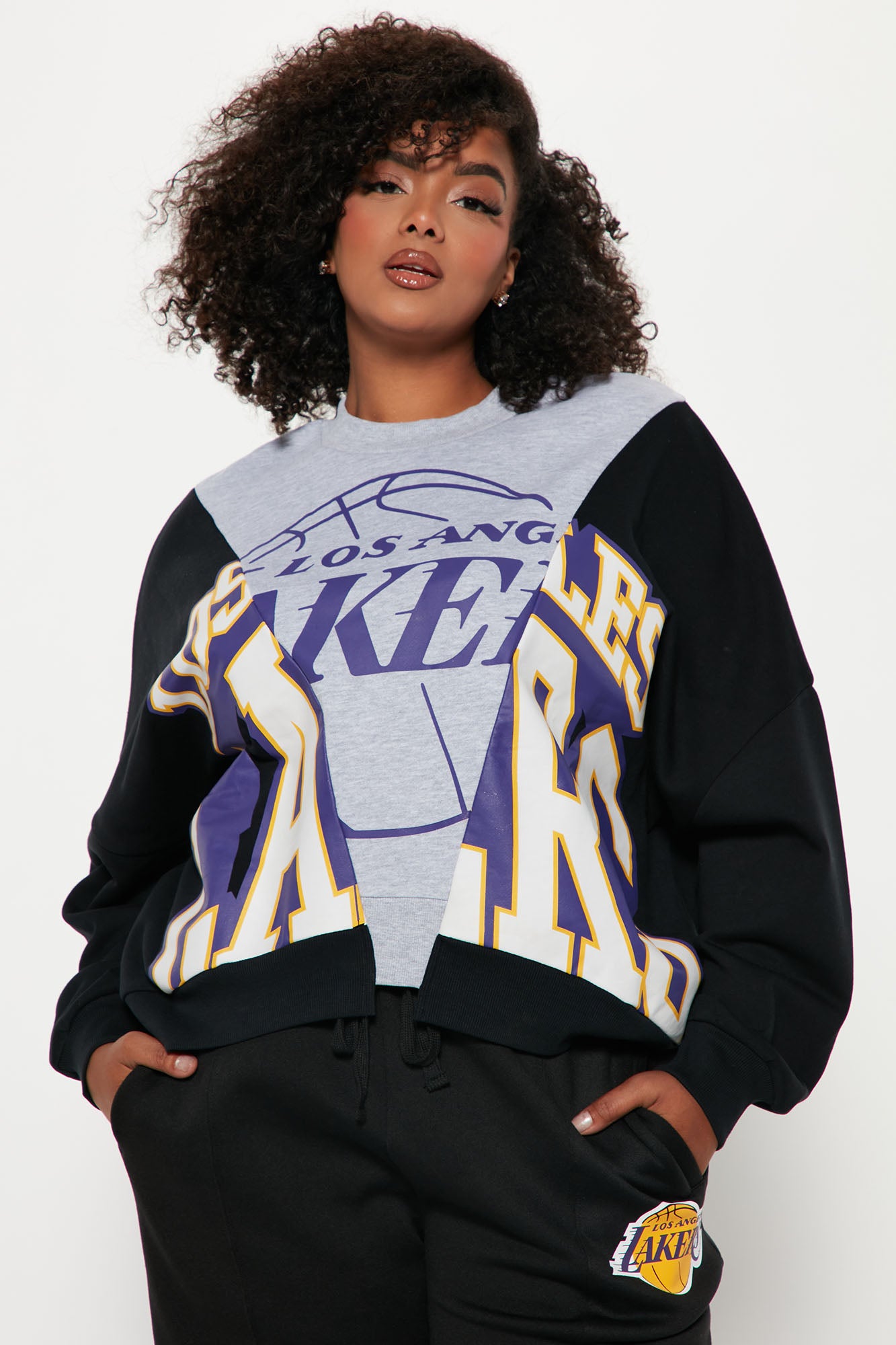 Lakers Splice Sweatshirt - Black/Grey - Image 7