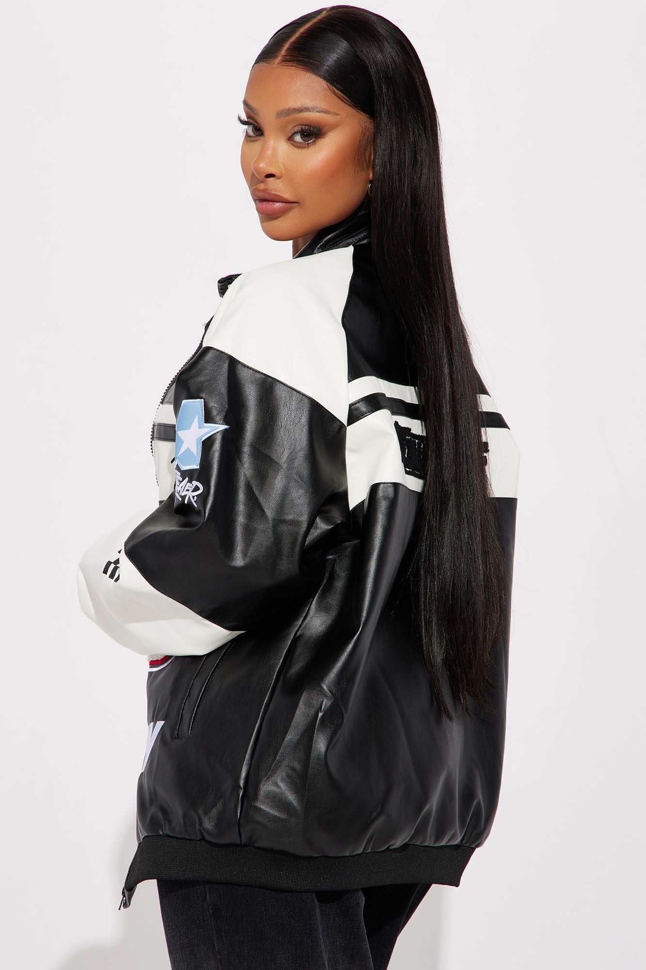 Racing Flag Bomber Jacket - Black/White - Image 4