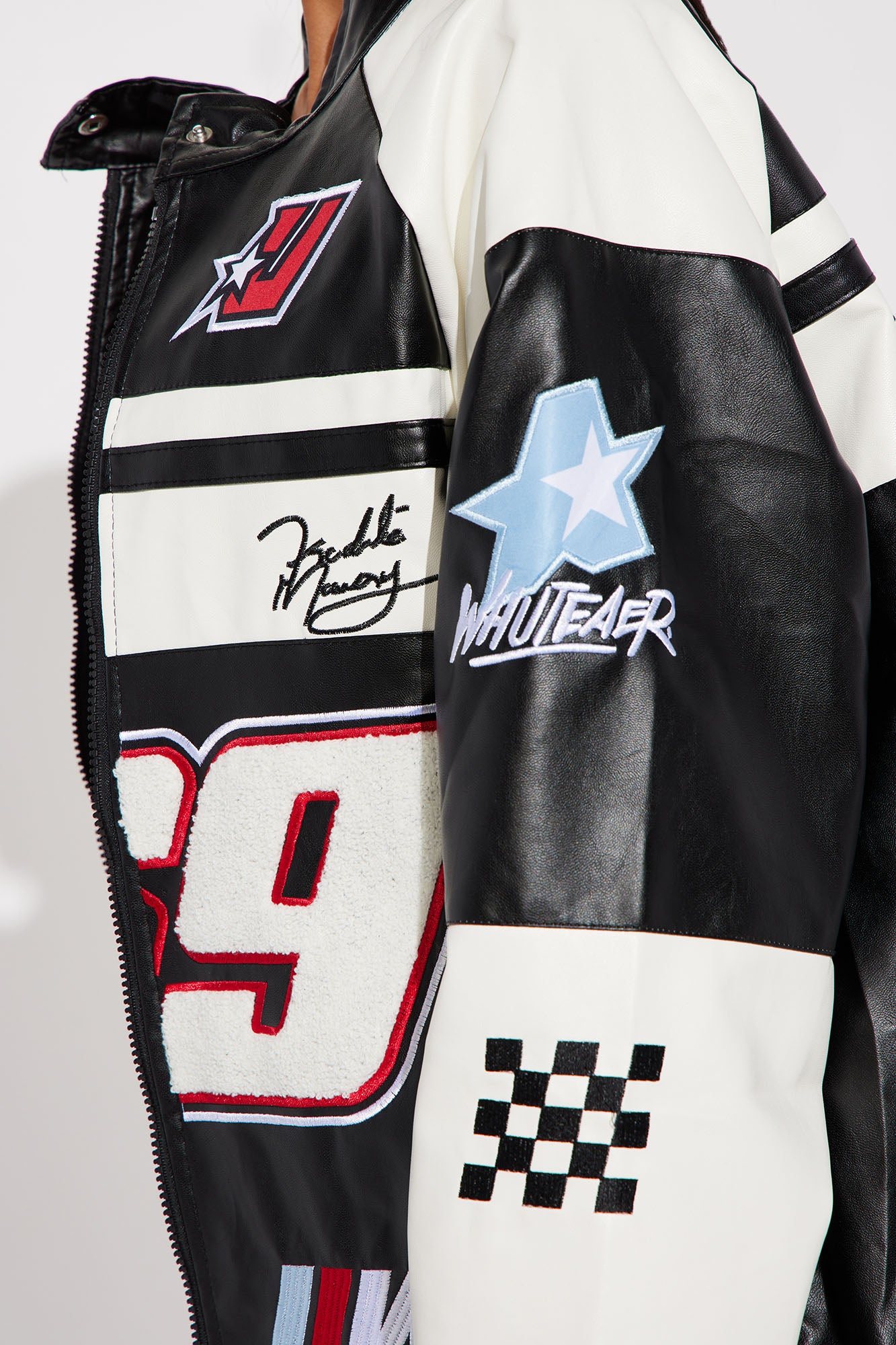 Racing Flag Bomber Jacket - Black/White - Image 3