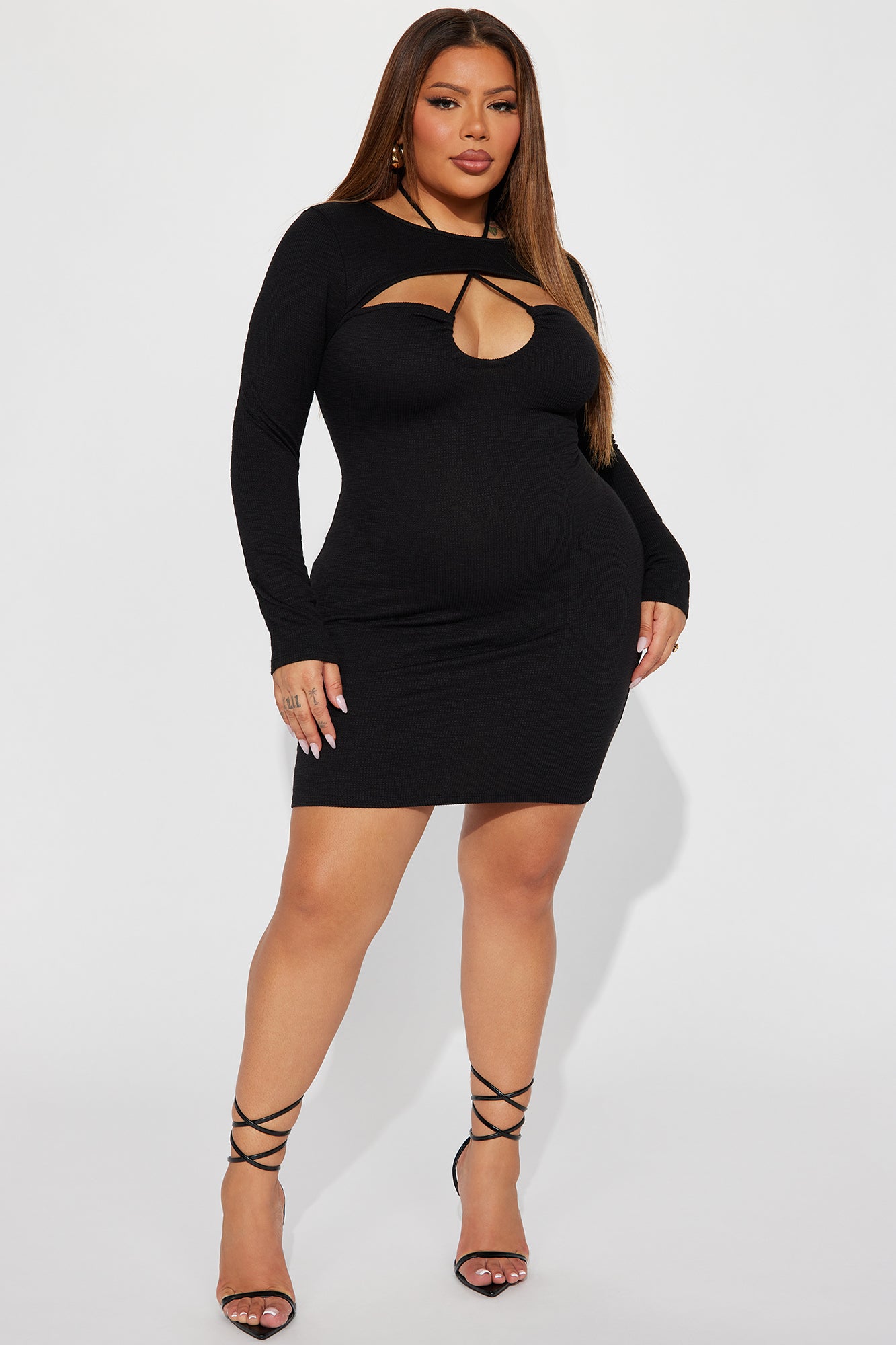 Zoey Textured Mini Dress - Black - Image 4