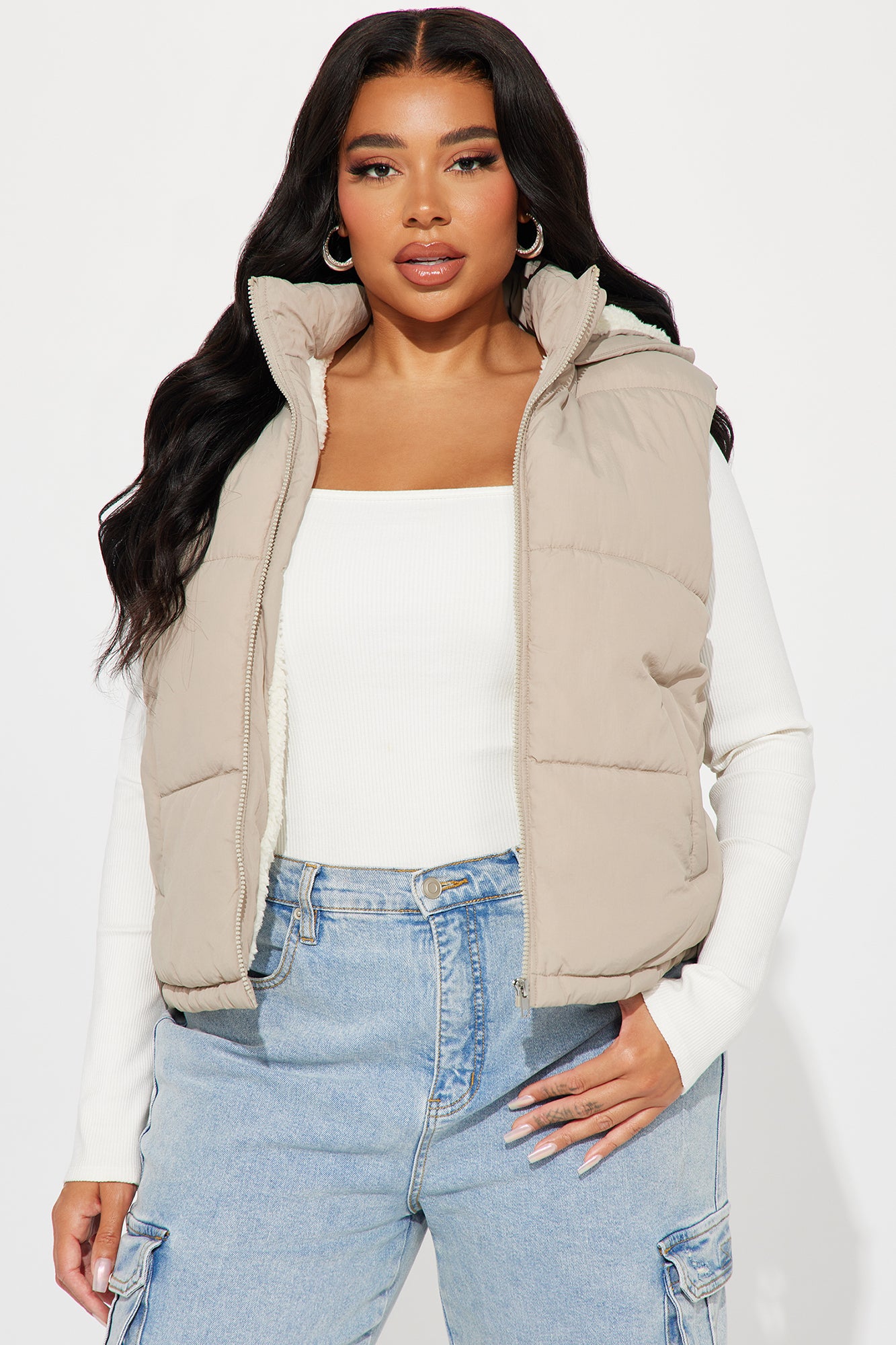 Airport Stops Puffer Vest - Khaki - Image 4
