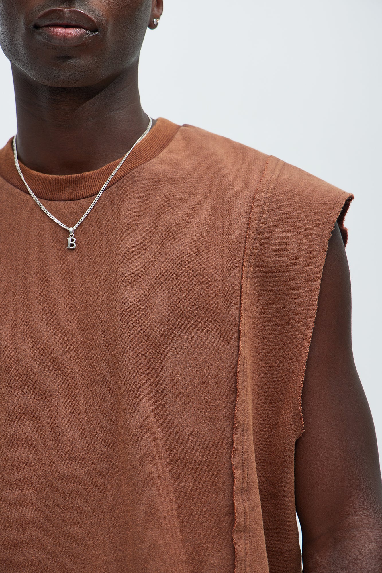 Greaser Paneled Fleece Muscle Tee - Brown - Image 3